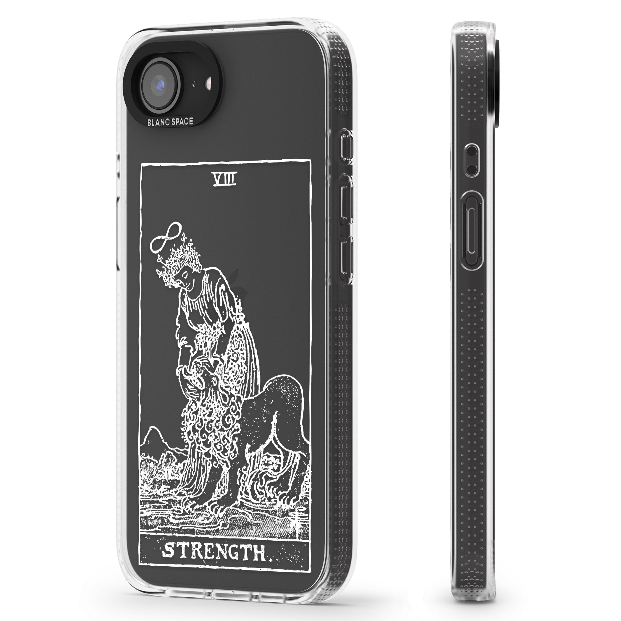 Personalised Strength Tarot Card - White Transparent iPhone 16e Clear Case Impact Air - Blanc Space