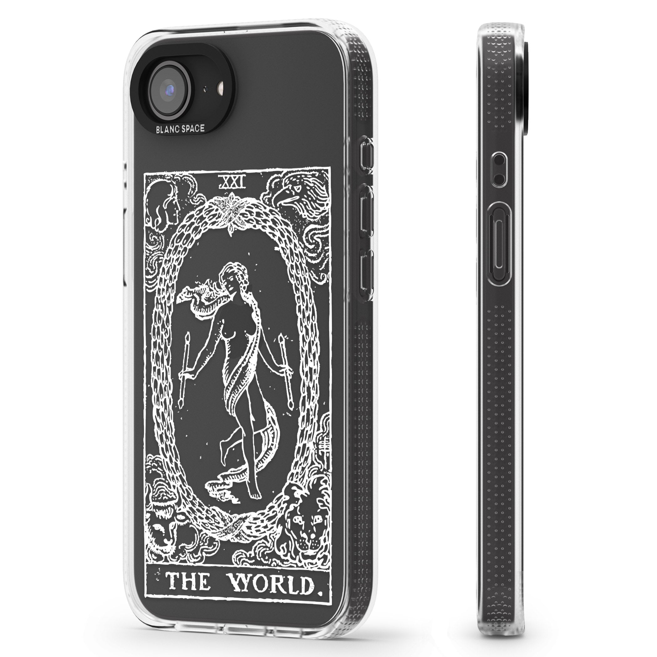 Personalised The World Tarot Card - White Transparent iPhone 16e Clear Case Impact Air - Blanc Space