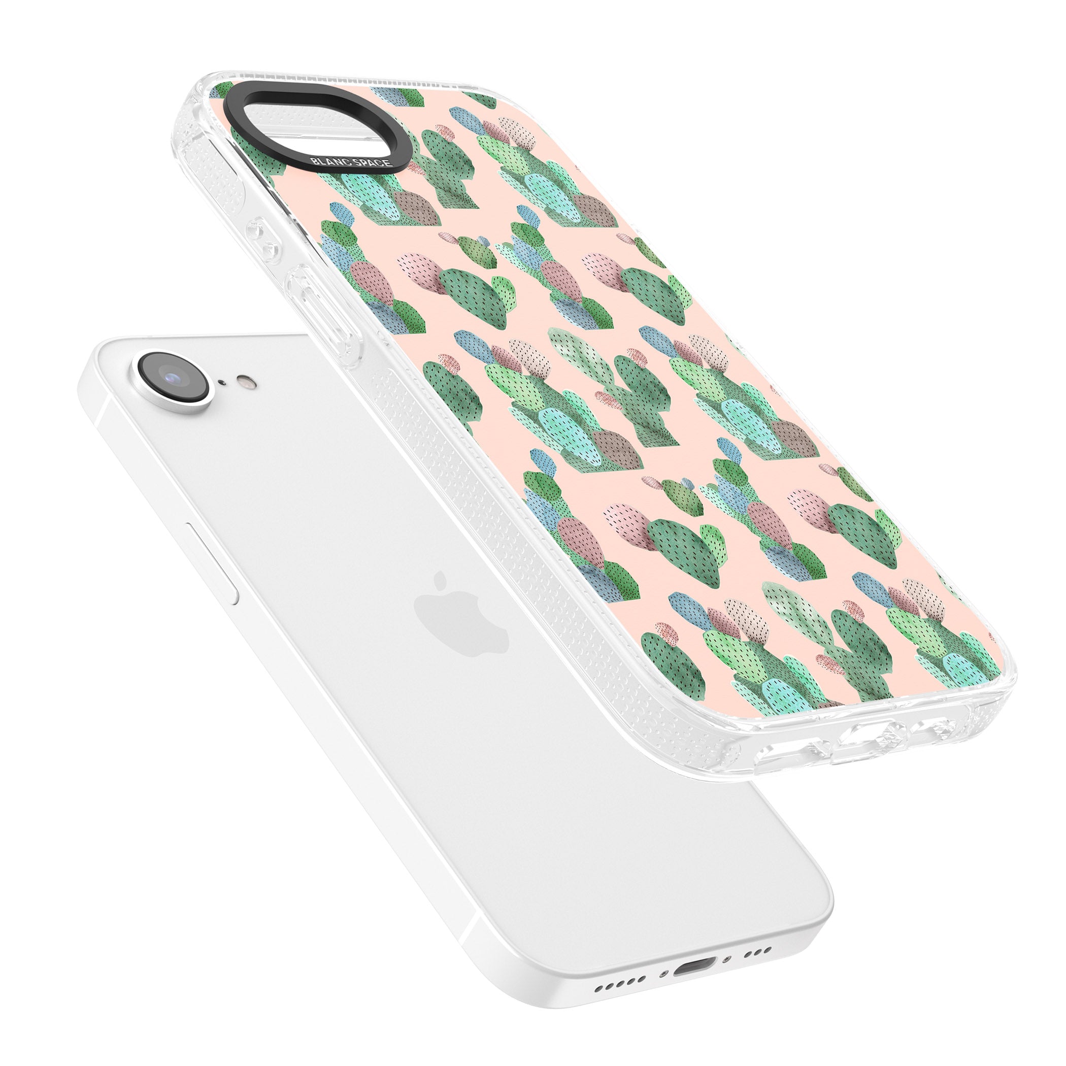 Pink Cactus Pattern Design iPhone 16e Clear Case Impact Air - Blanc Space
