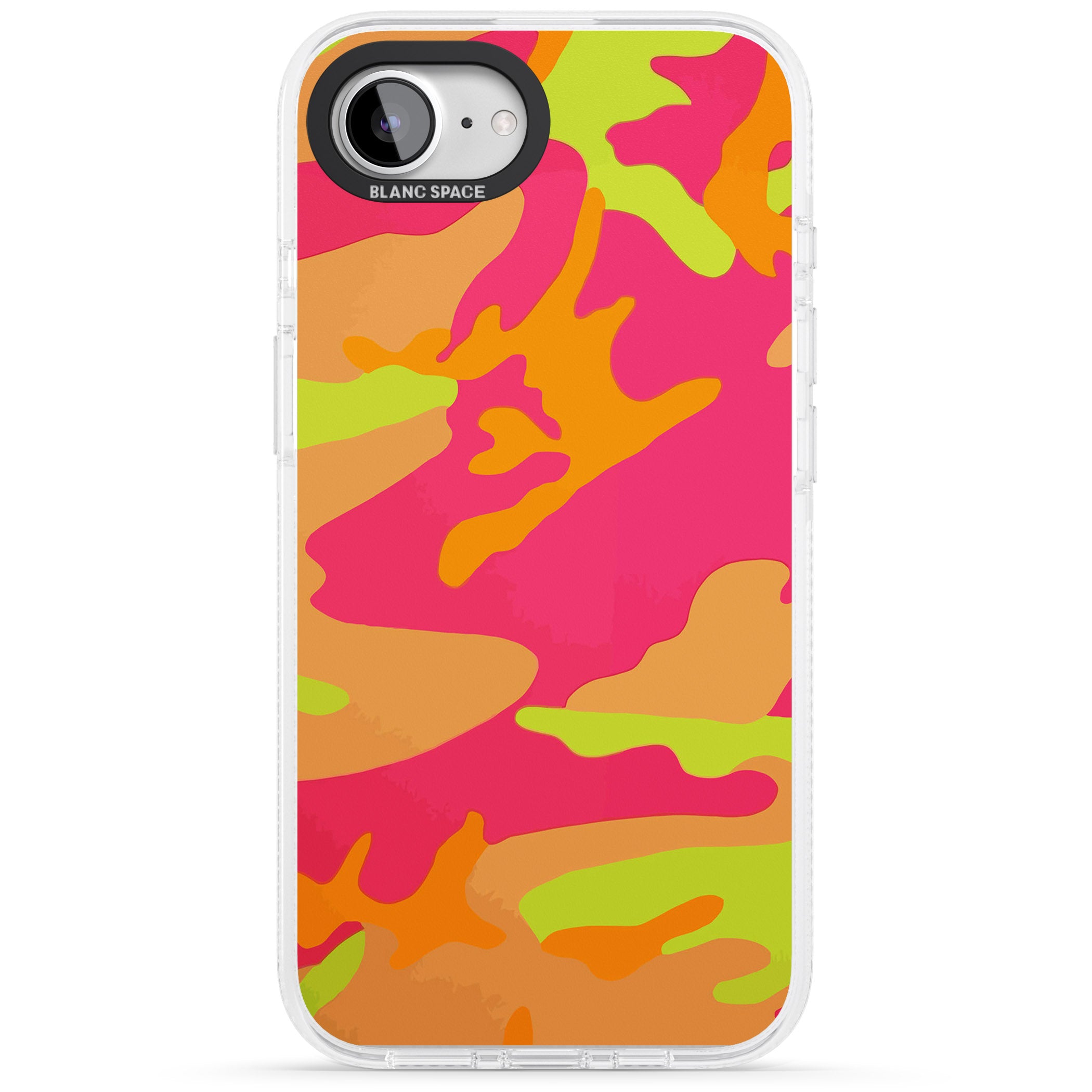 Neon Camo iPhone 16e Clear Case Impact Air - Blanc Space