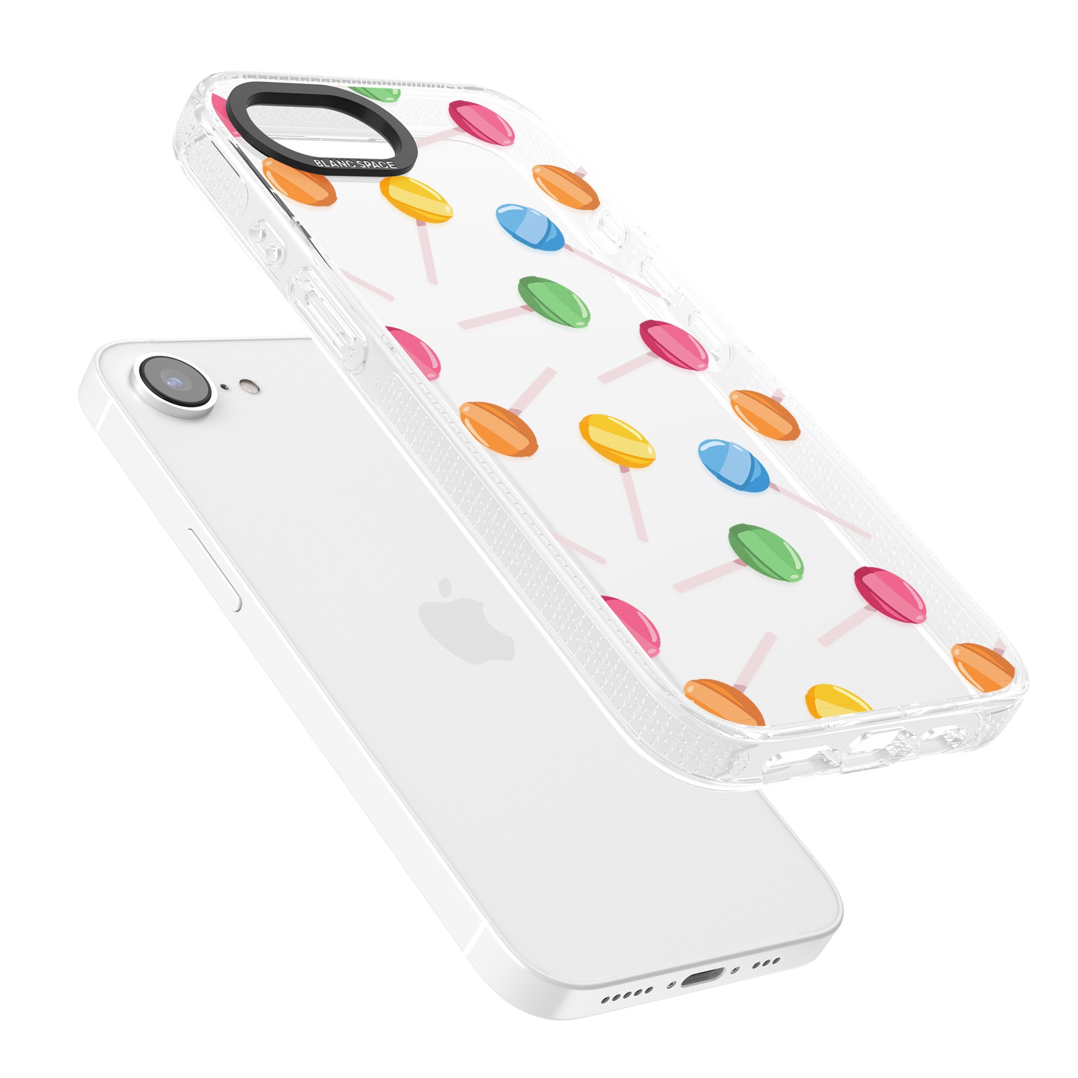 Lollipop Pattern iPhone 16e Clear Case Impact Air - Blanc Space