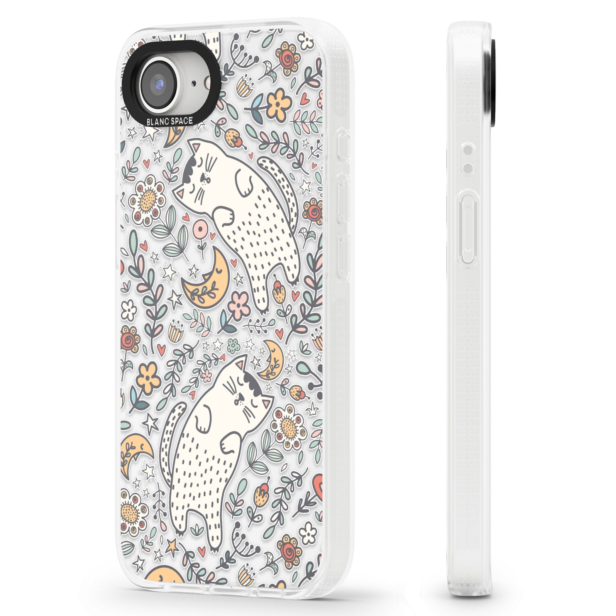 Sleeping Cat Pattern iPhone 16e Clear Case Impact Air - Blanc Space