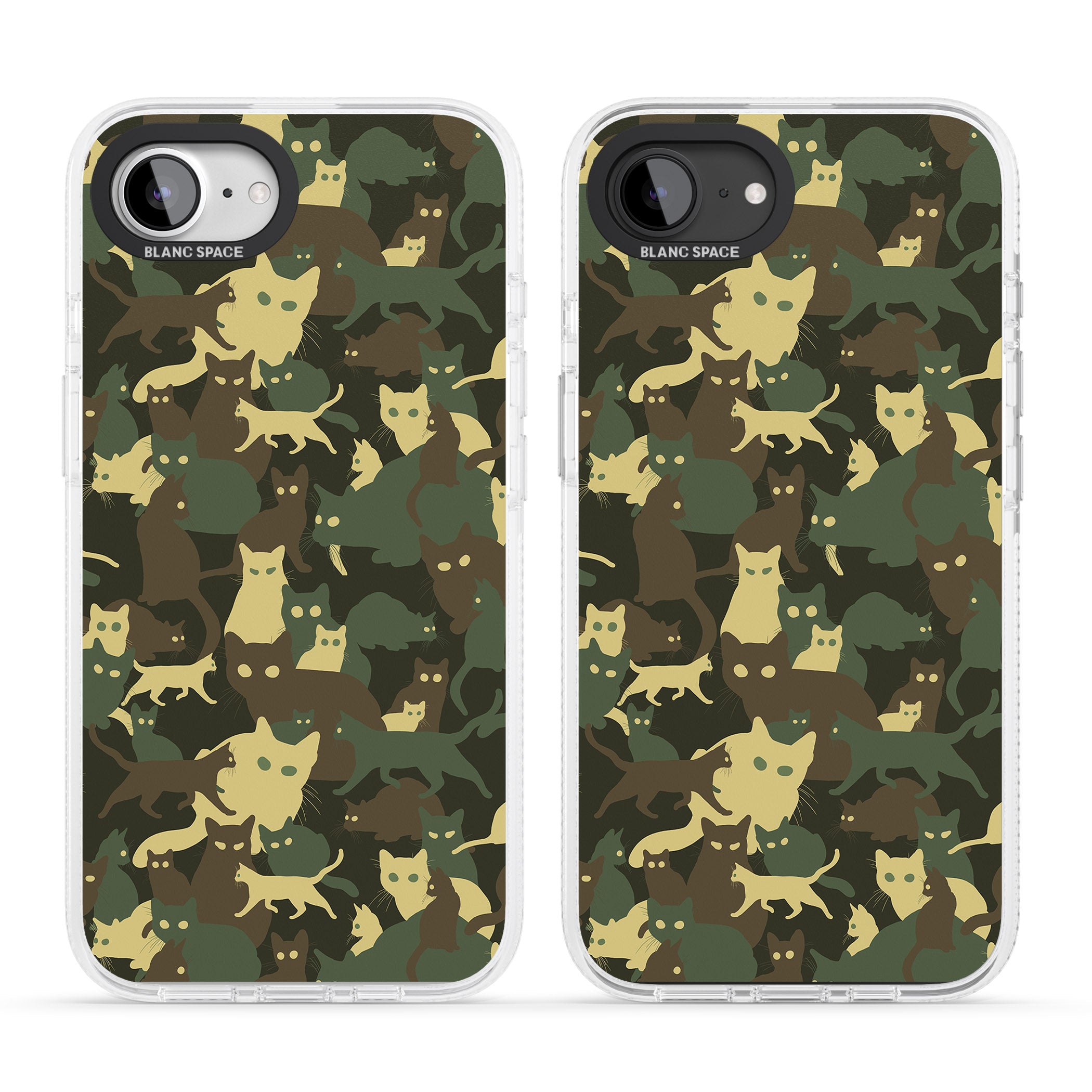 Forest Green Cat Camouflage Pattern iPhone 16e Clear Case Impact Air - Blanc Space