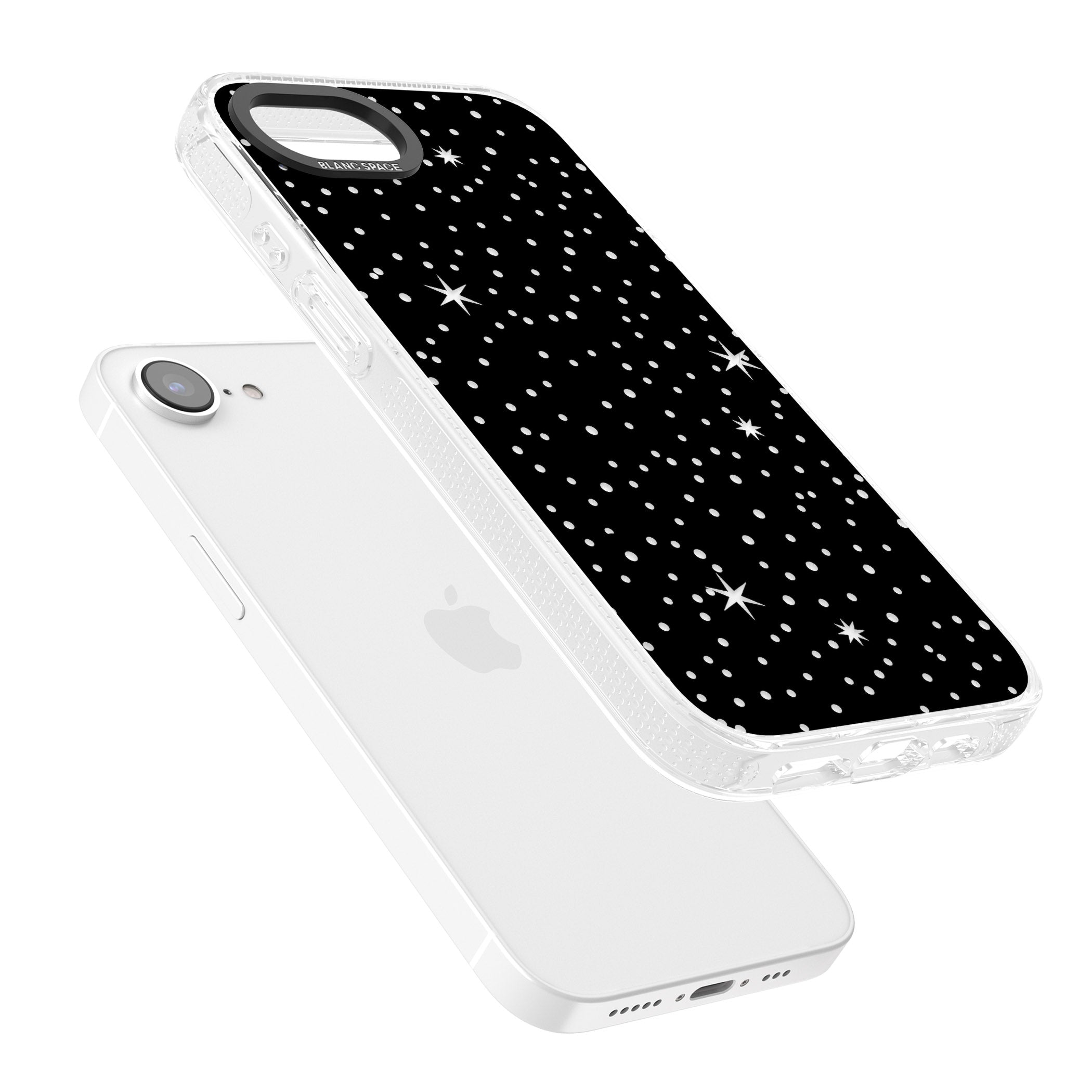 Celestial Cut-Out Stars iPhone 16e Clear Case Impact Air - Blanc Space