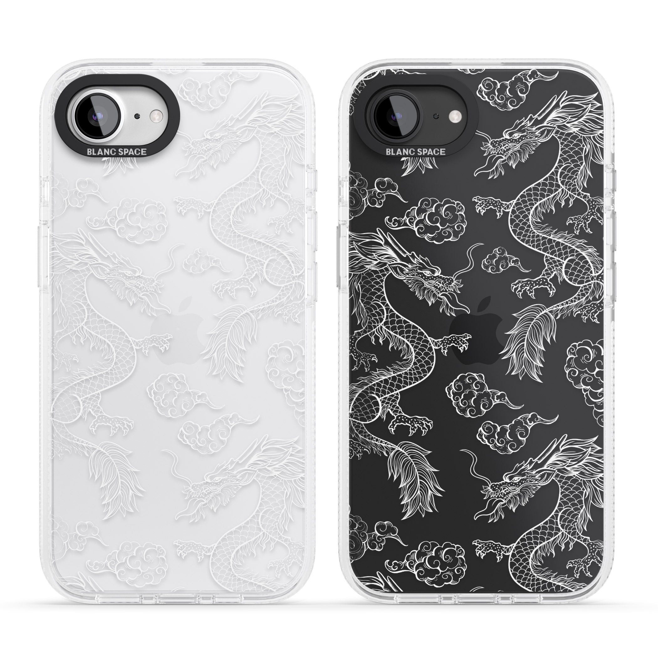 White Dragon Pattern iPhone 16e Clear Case Impact Air - Blanc Space