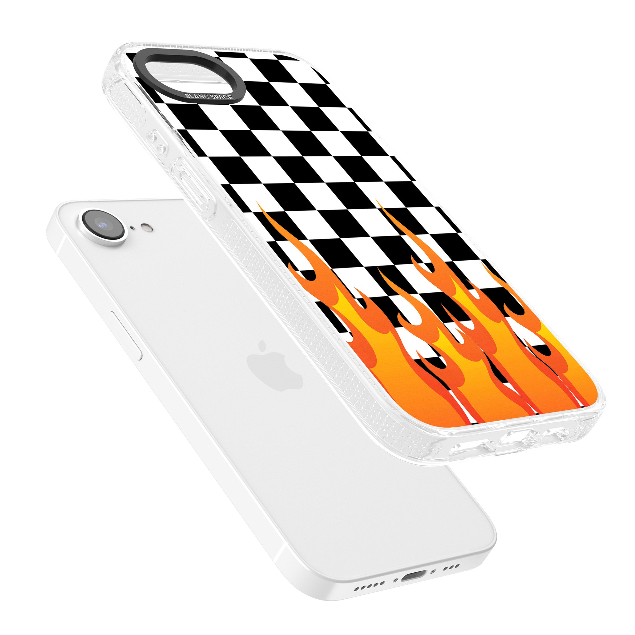 Checkered Fire iPhone 16e Clear Case Impact Air - Blanc Space
