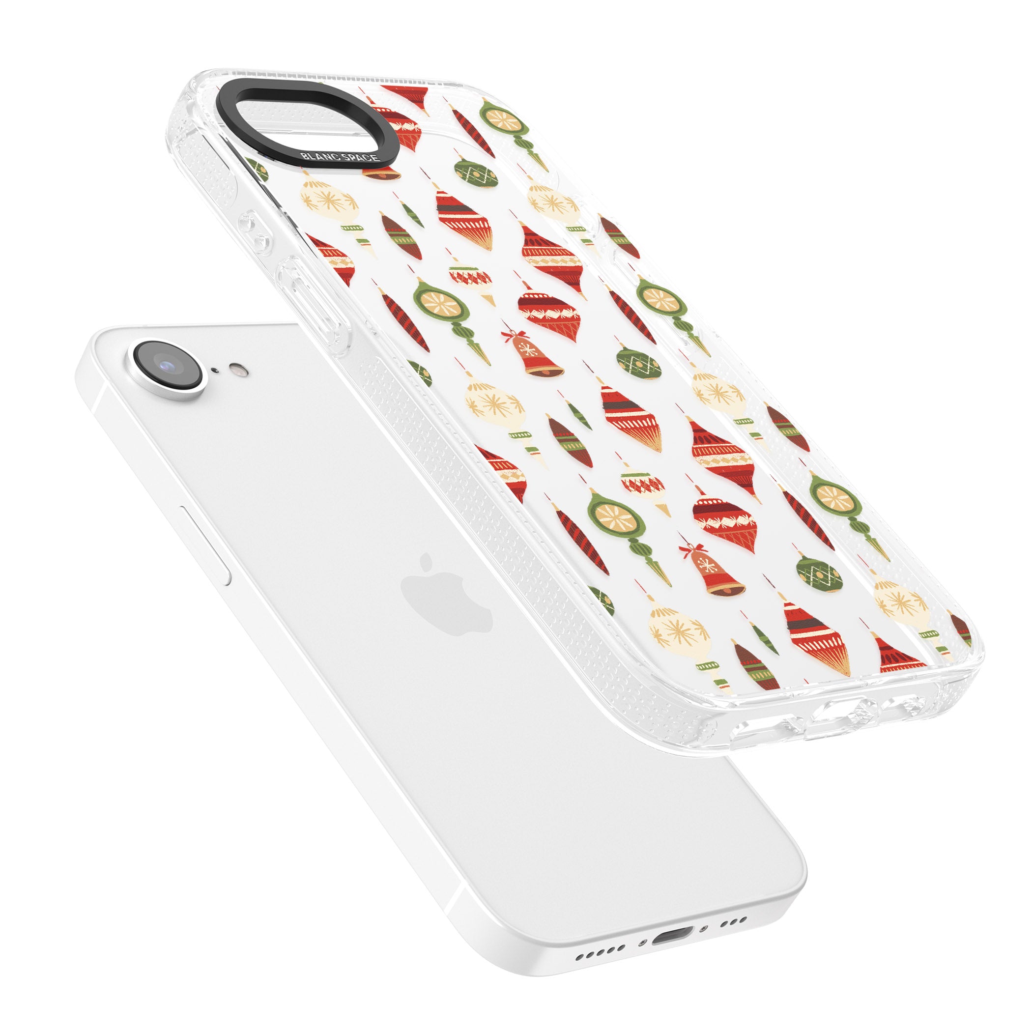 Christmas Baubles Pattern iPhone 16e Clear Case Impact Air - Blanc Space