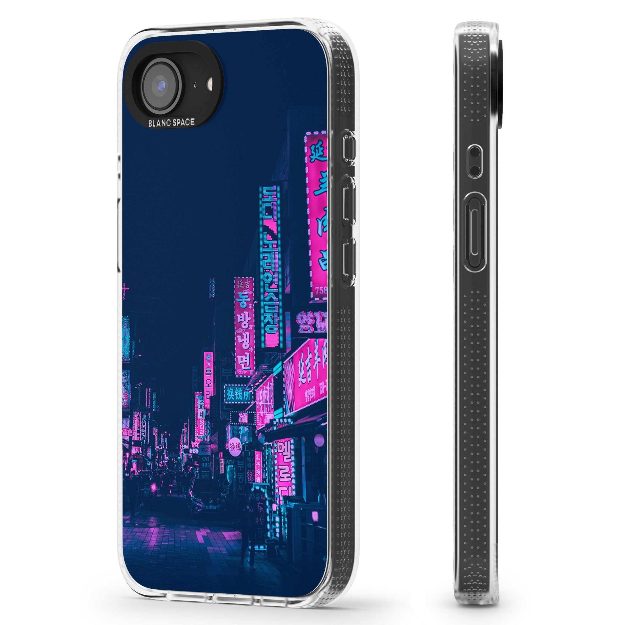 Pink & Turquoise - Neon Cities iPhone 16e Clear Case Impact Air - Blanc Space