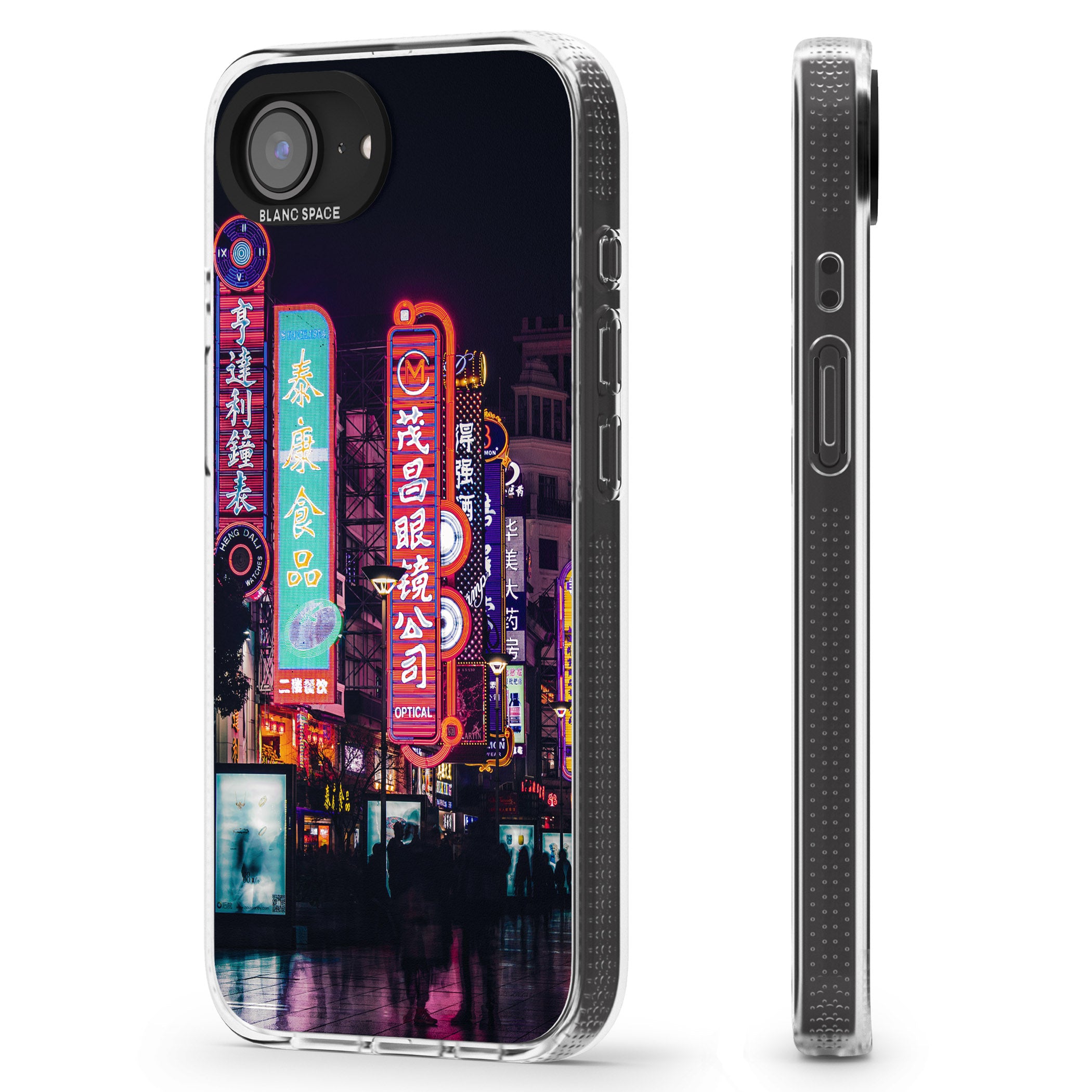 Busy Street - Neon Cities Photographs iPhone 16e Clear Case Impact Air - Blanc Space