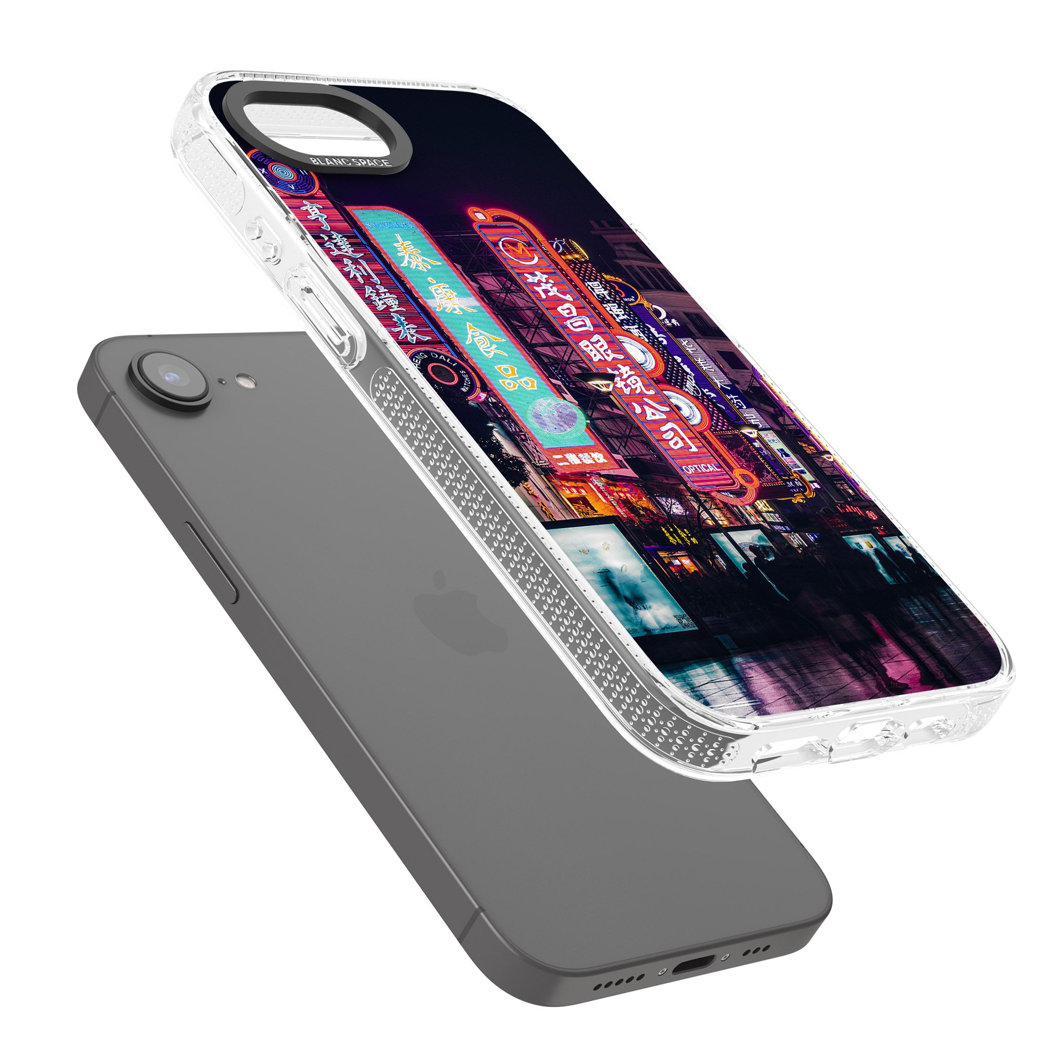 Busy Street - Neon Cities Photographs iPhone 16e Clear Case Impact Air - Blanc Space