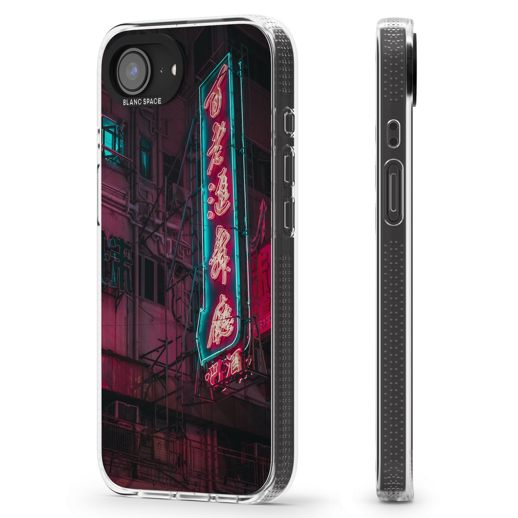 Large Kanji Sign - Neon Cities Photographs iPhone 16e Clear Case Impact Air - Blanc Space