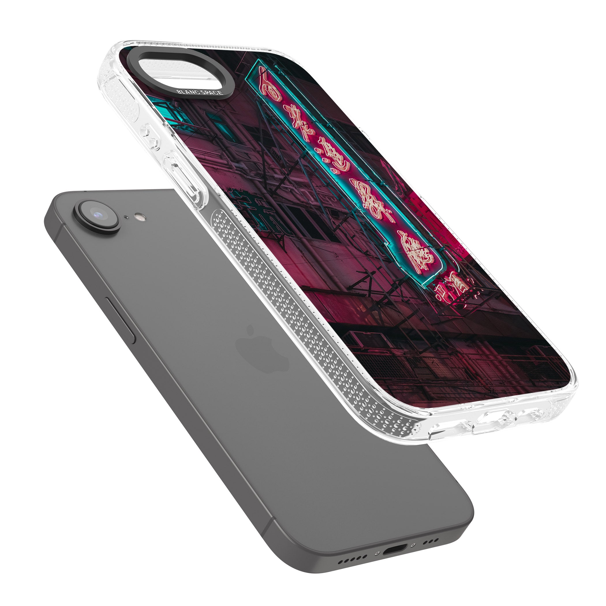 Large Kanji Sign - Neon Cities Photographs iPhone 16e Clear Case Impact Air - Blanc Space