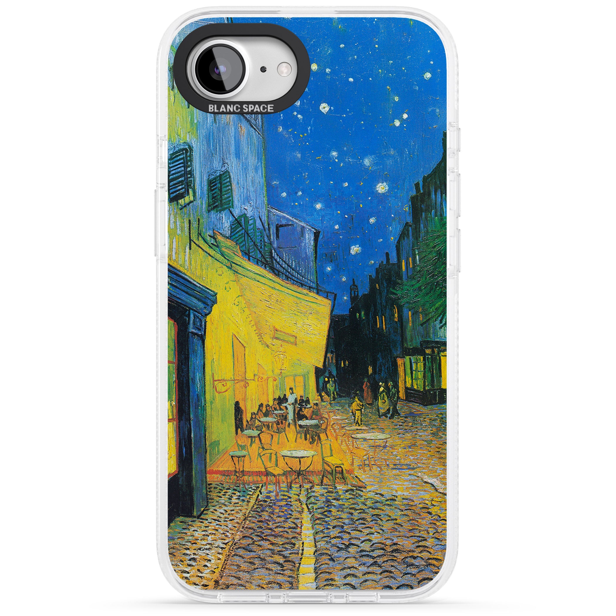 Café Terrace at Night iPhone 16e Clear Case Impact Air - Blanc Space
