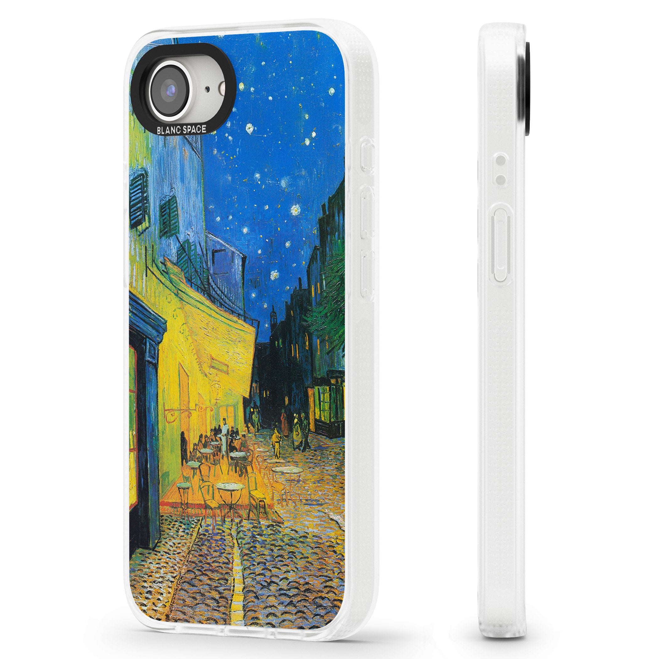 Café Terrace at Night iPhone 16e Clear Case Impact Air - Blanc Space