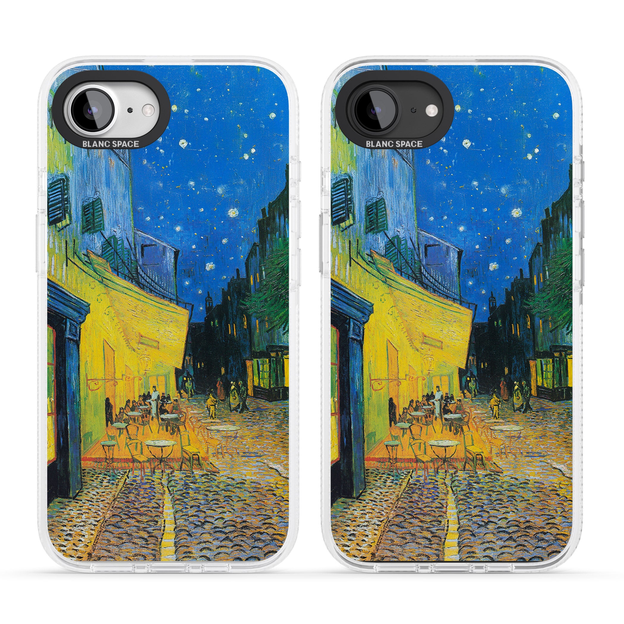 Café Terrace at Night iPhone 16e Clear Case Impact Air - Blanc Space