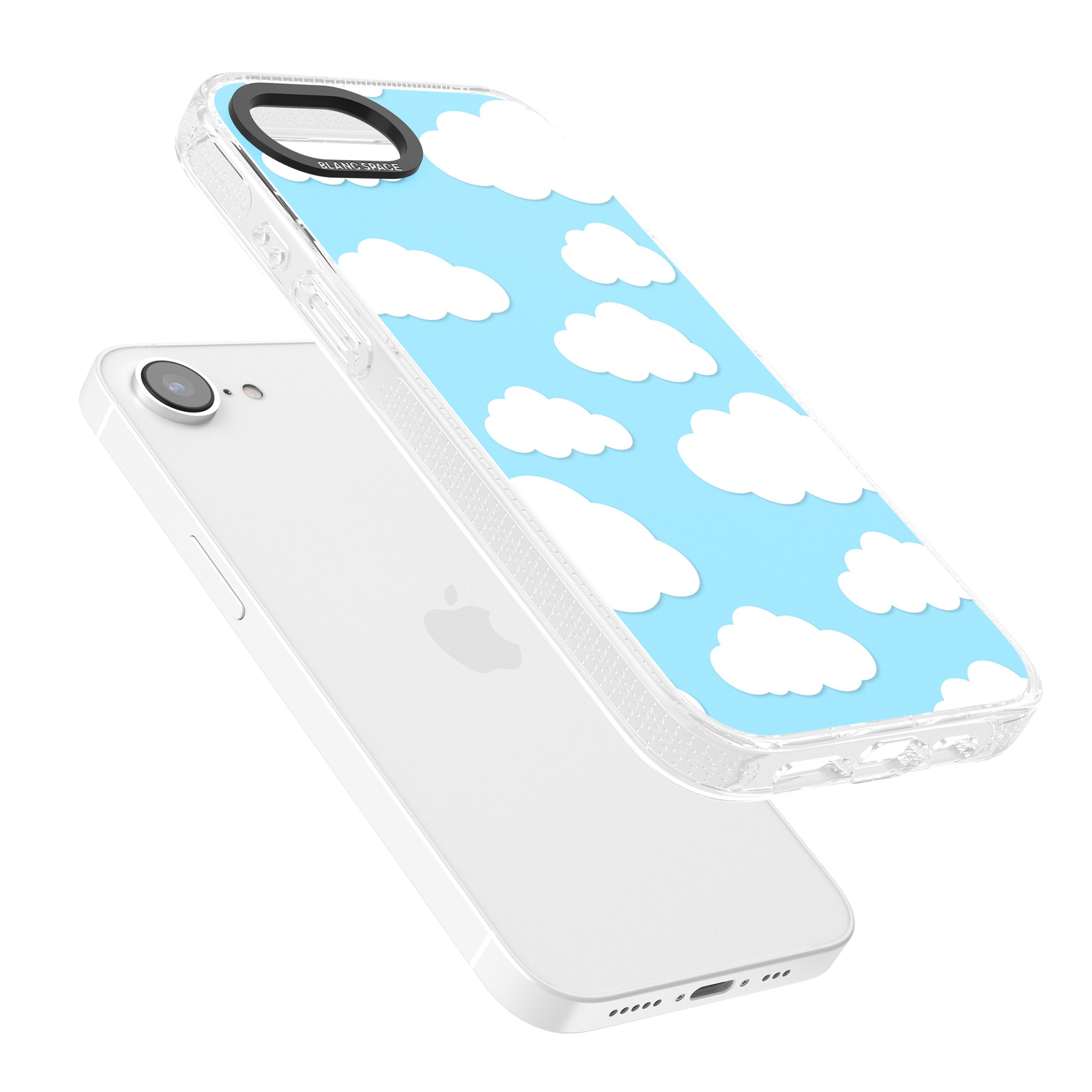 Blue Sky & Clouds Pattern iPhone 16e Clear Case Impact Air - Blanc Space