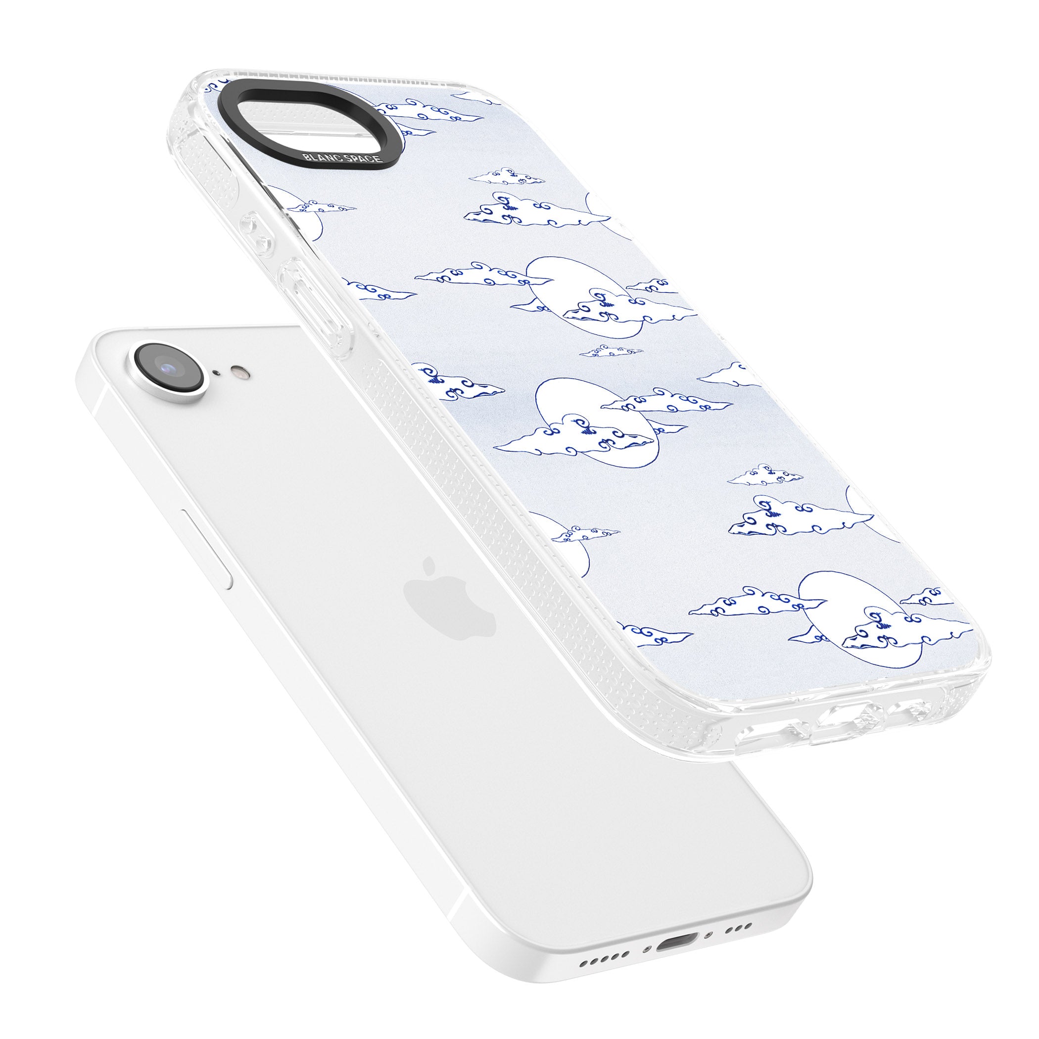 Moon & Clouds iPhone 16e Clear Case Impact Air - Blanc Space