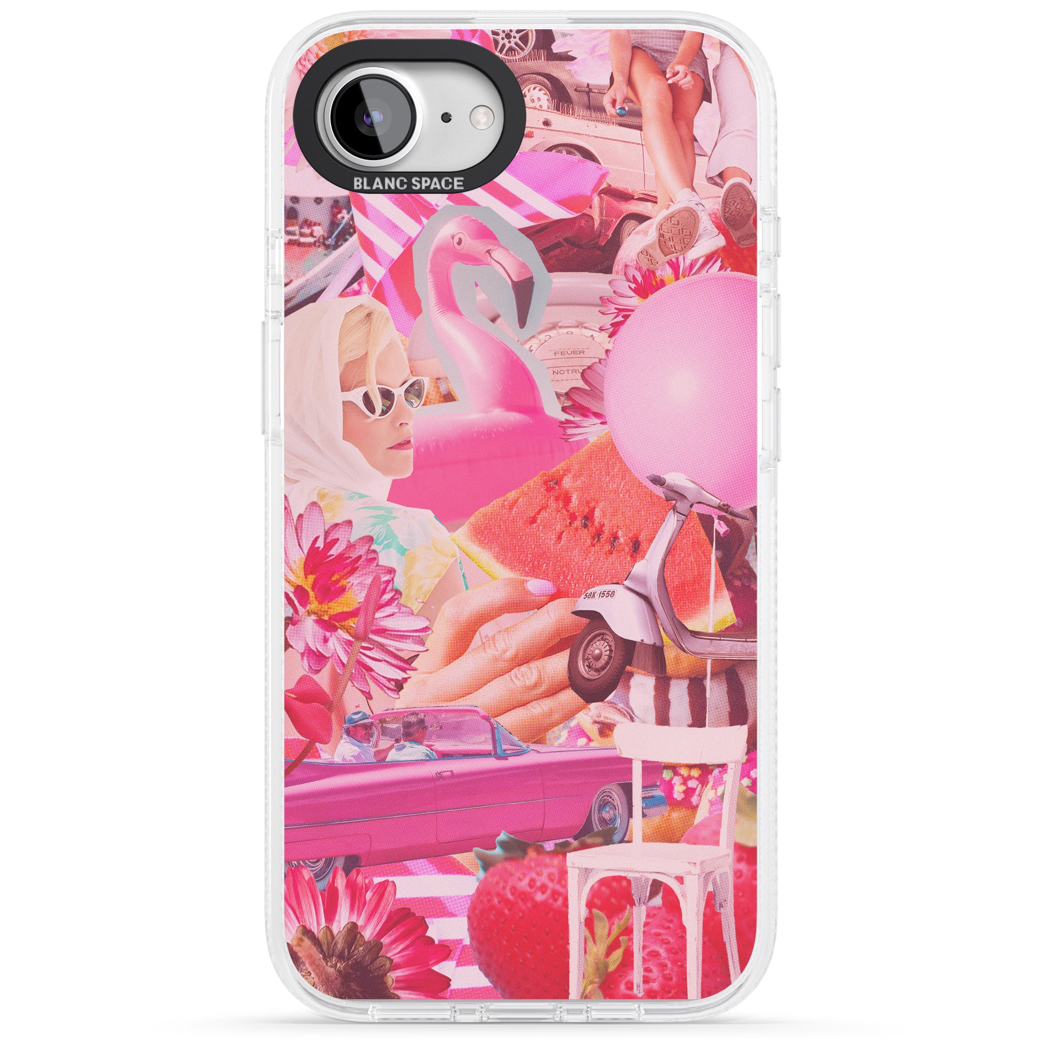 Vintage Collage: Pink Glamour iPhone 16e Clear Case Impact Air - Blanc Space