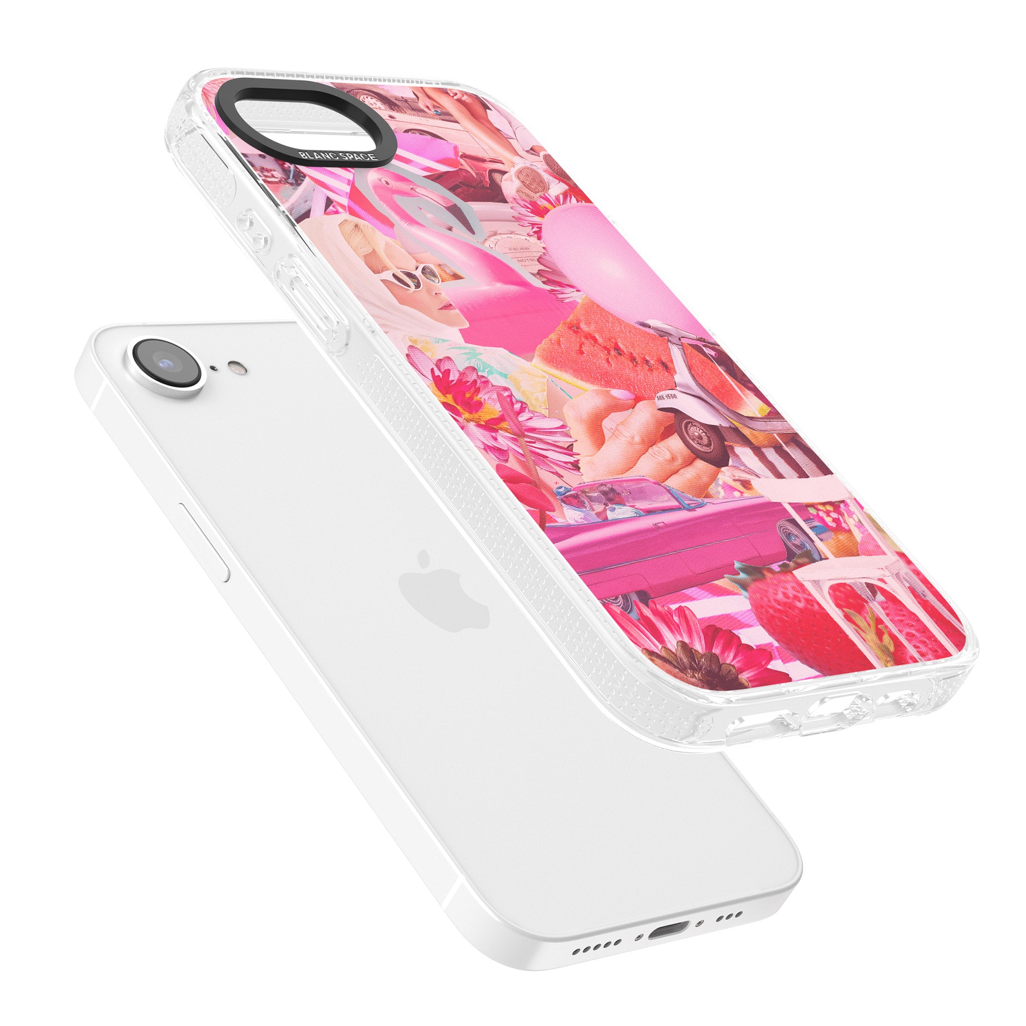 Vintage Collage: Pink Glamour iPhone 16e Clear Case Impact Air - Blanc Space