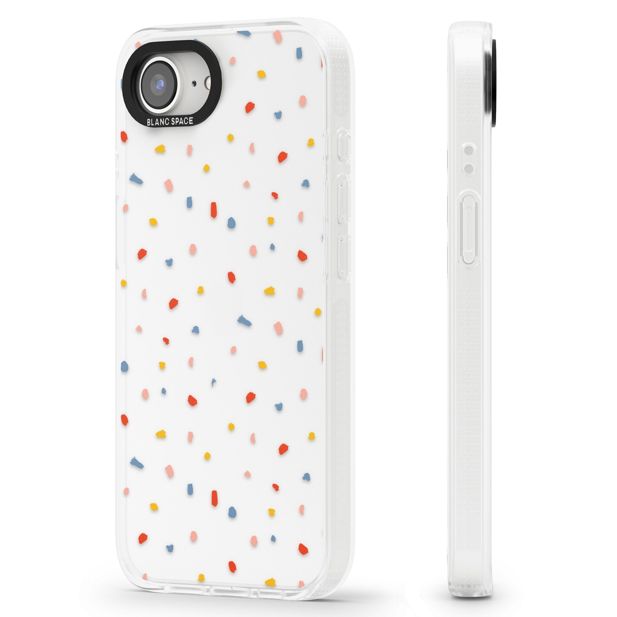 Small Confetti Print Clear iPhone 16e Clear Case Impact Air - Blanc Space