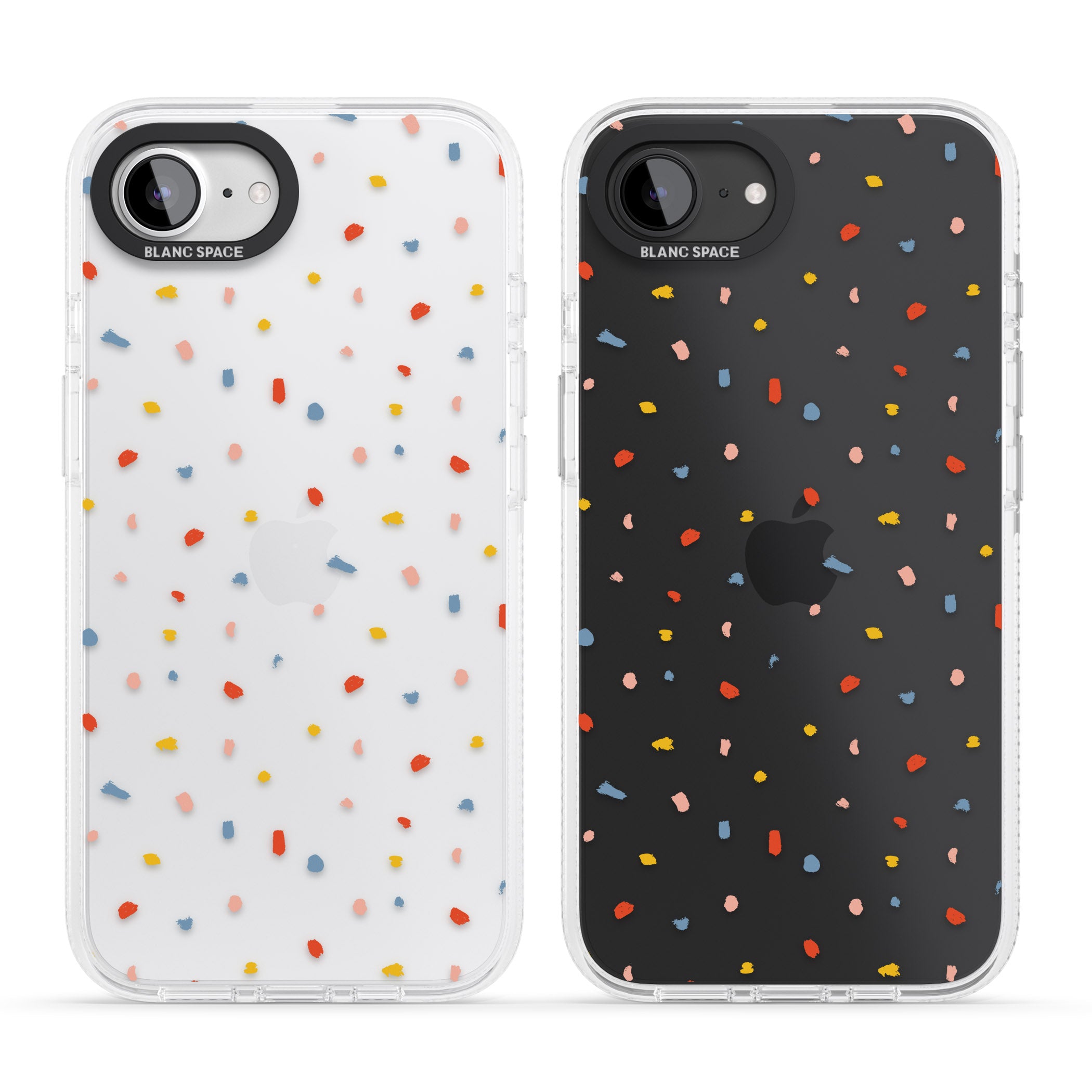 Small Confetti Print Clear iPhone 16e Clear Case Impact Air - Blanc Space