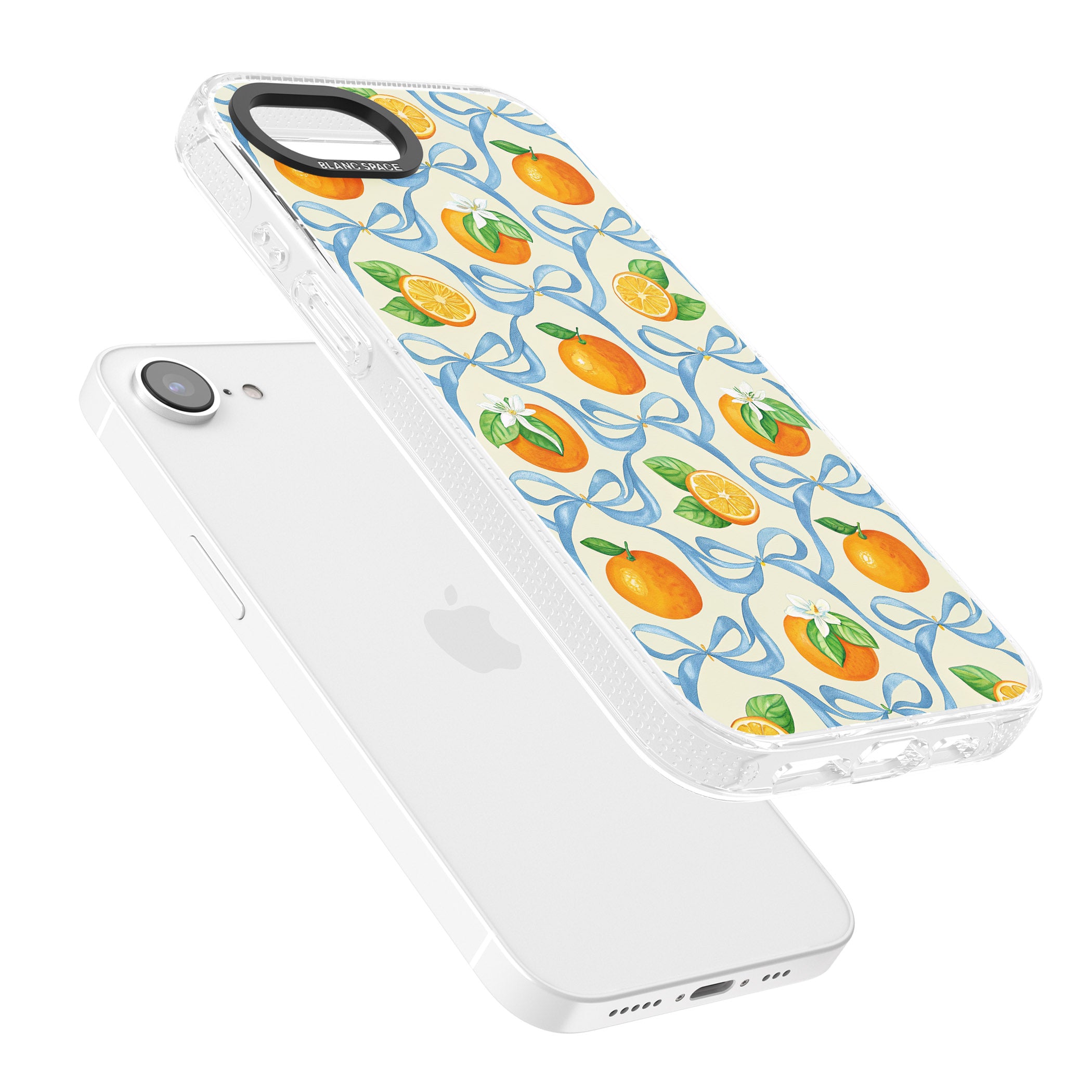 Bows & Clementines iPhone 16e Clear Case Impact Air - Blanc Space