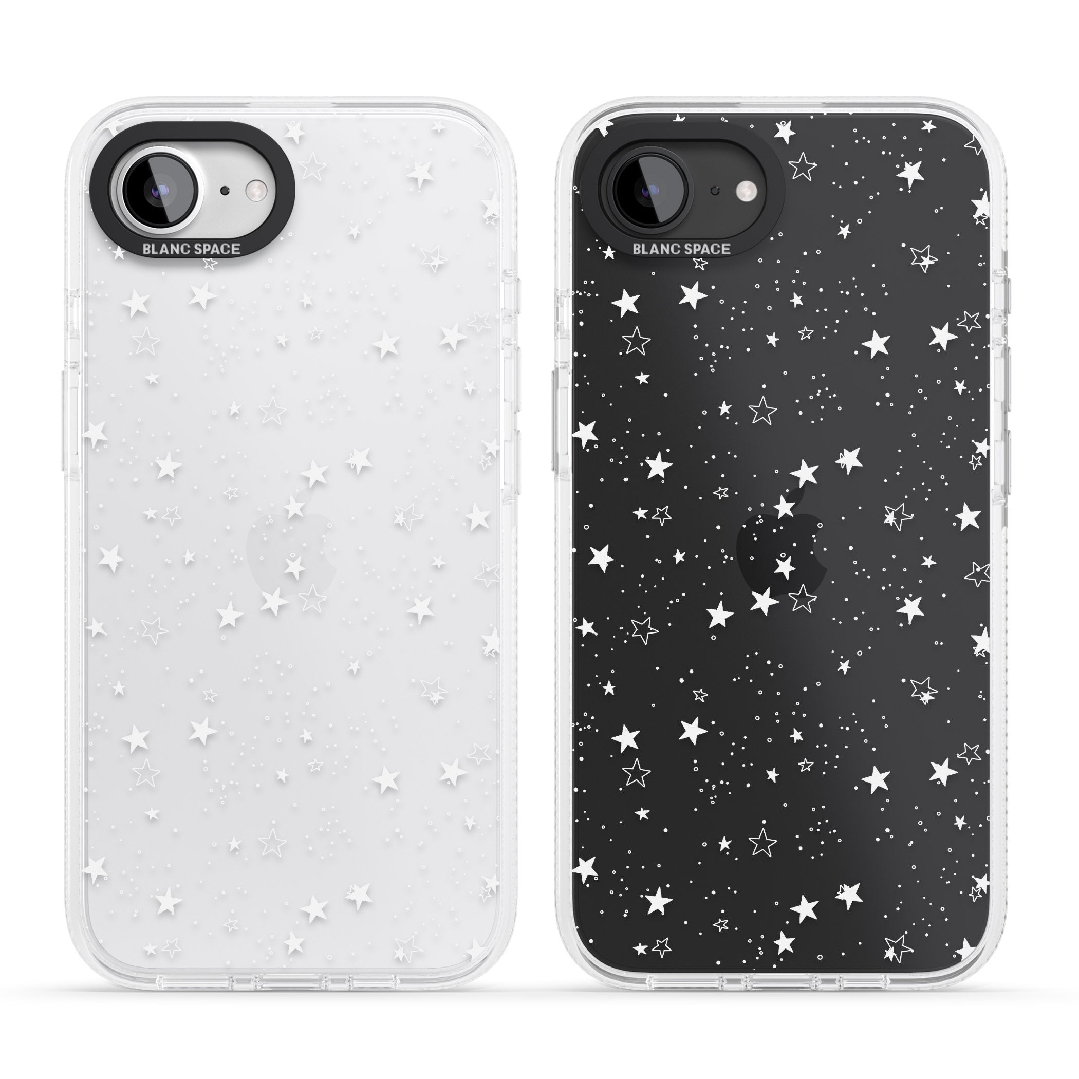White Stars on Clear iPhone 16e Clear Case Impact Air - Blanc Space