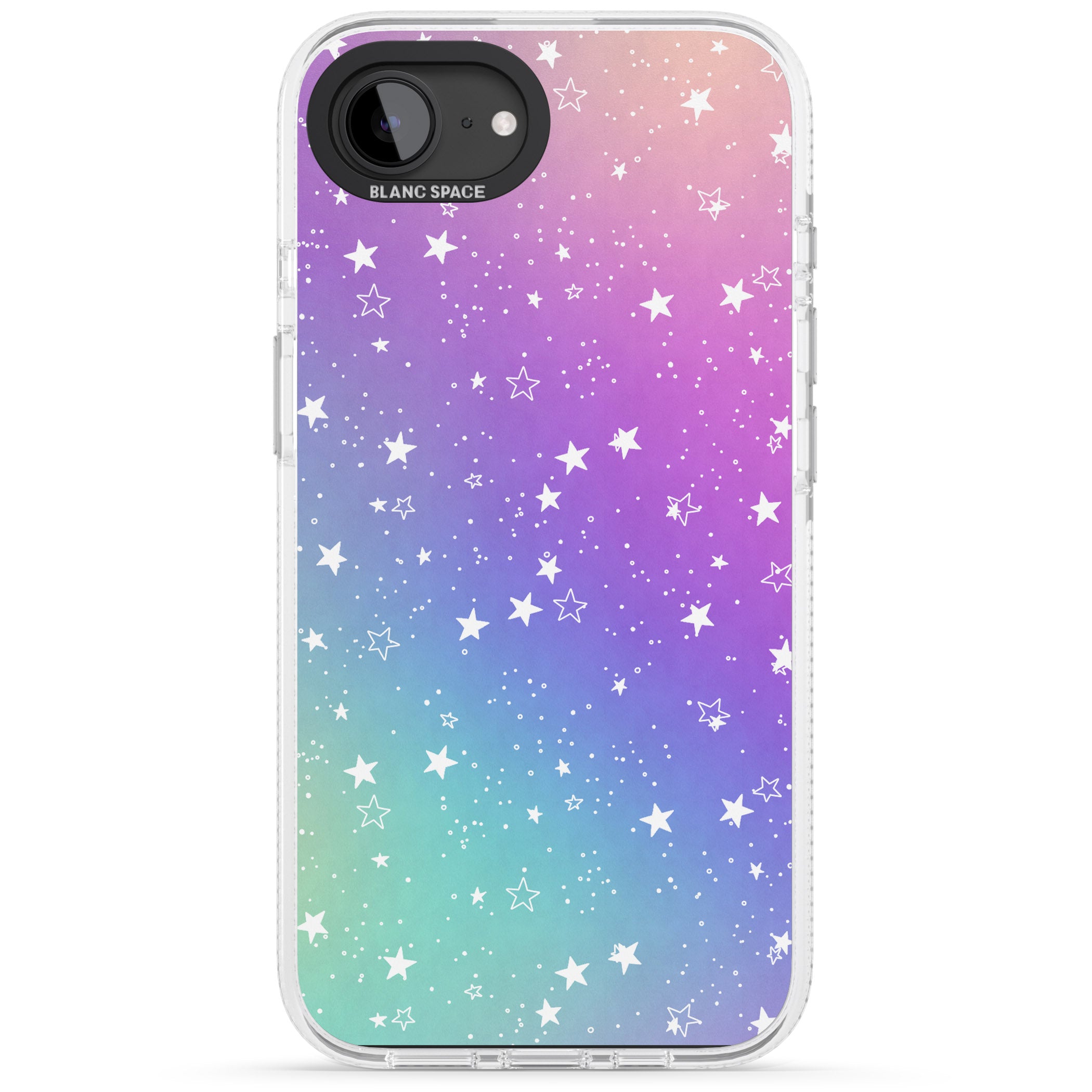 White Stars on Pastels iPhone 16e Clear Case Impact Air - Blanc Space