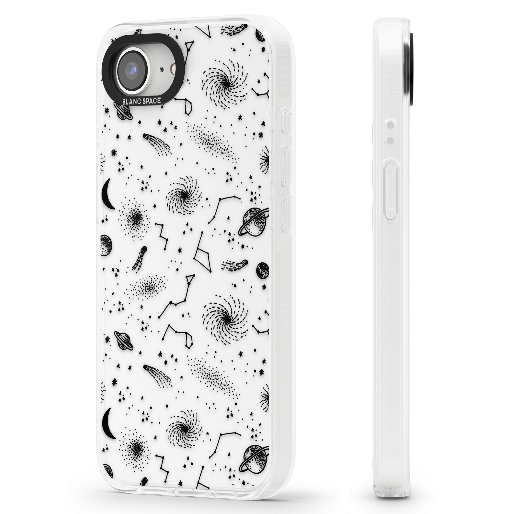 Mixed Galaxy Pattern iPhone 16e Clear Case Impact Air - Blanc Space