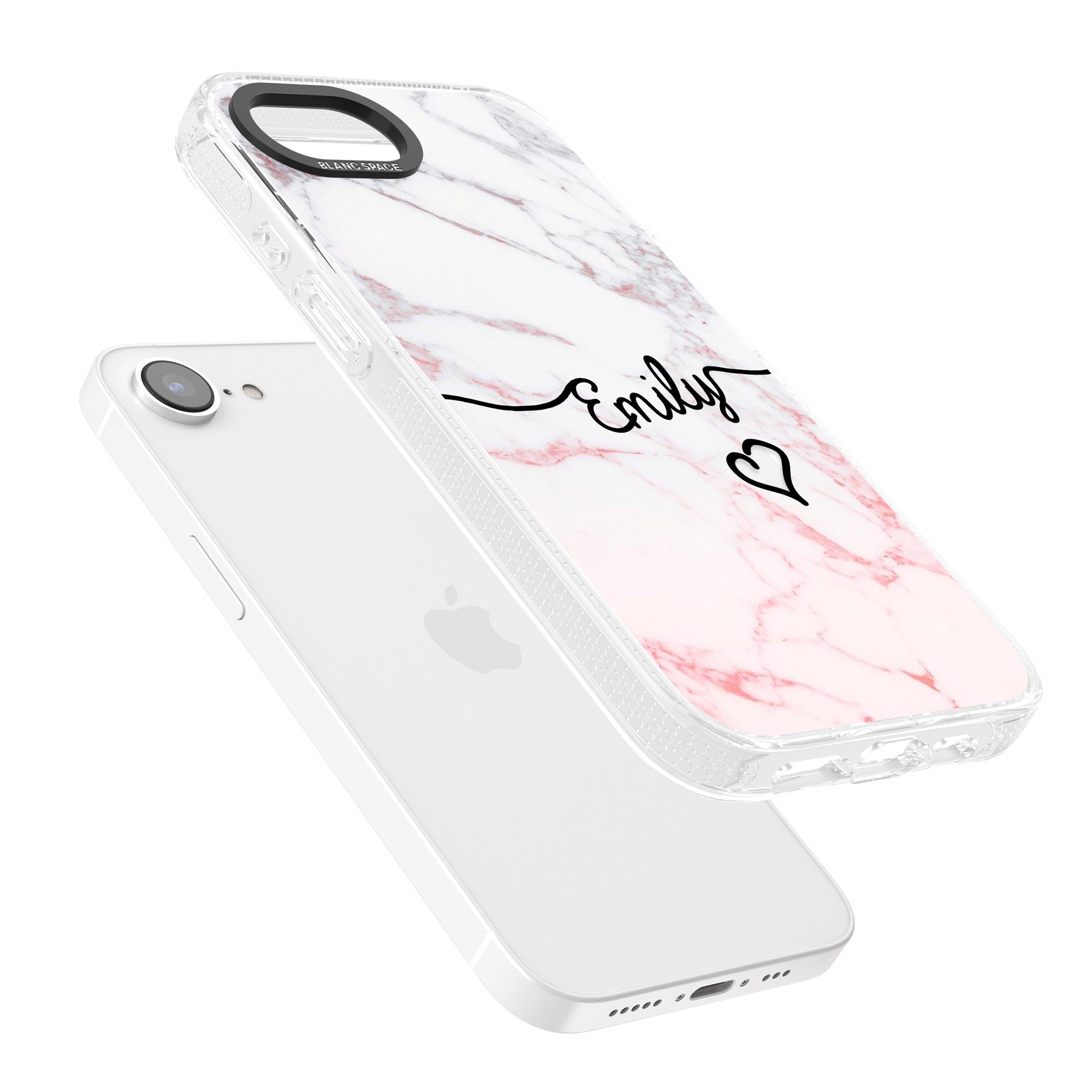 Pink Fade Marble iPhone 16e Clear Case Impact Air - Blanc Space