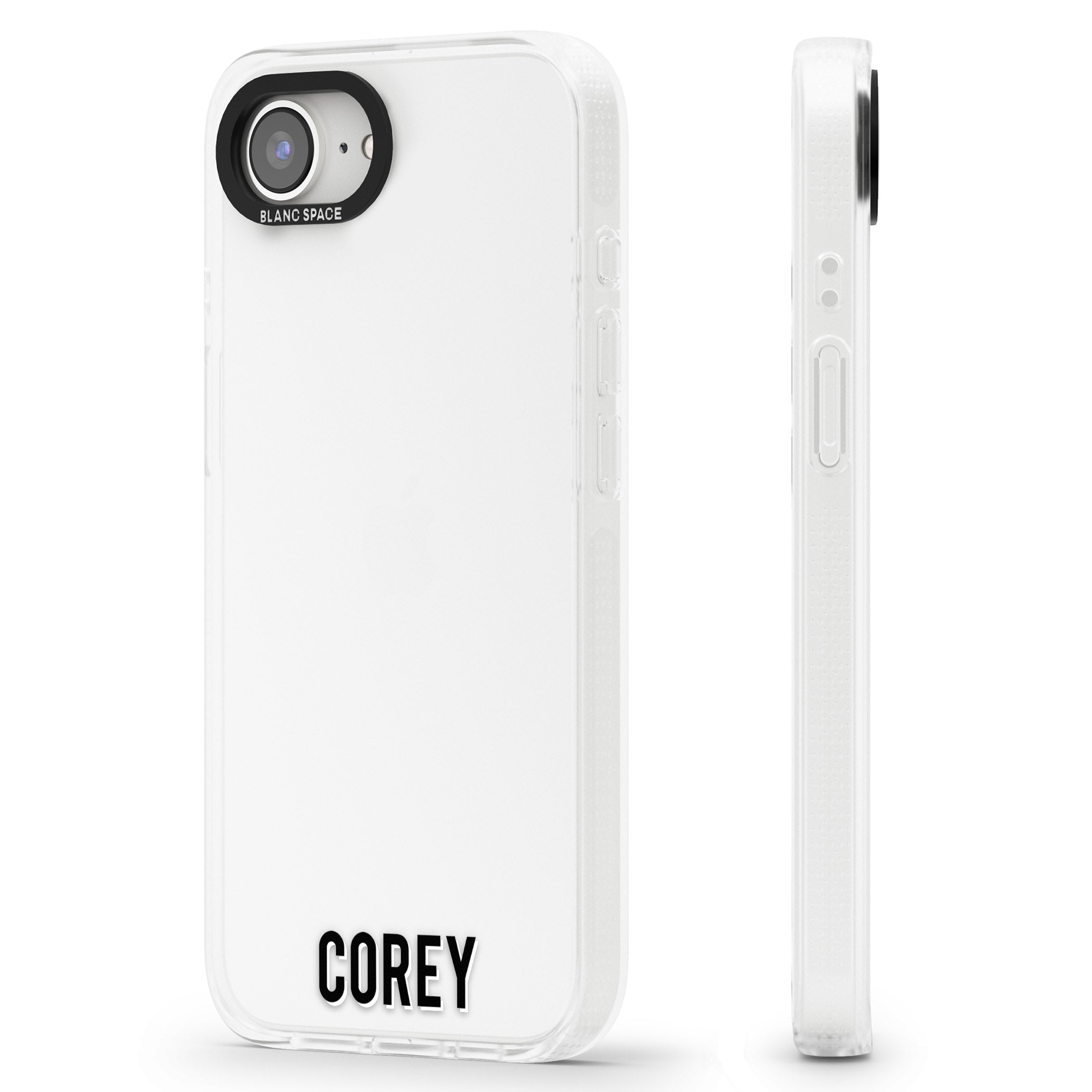 Personalised Clear Text 2A iPhone 16e Clear Case Impact Air - Blanc Space