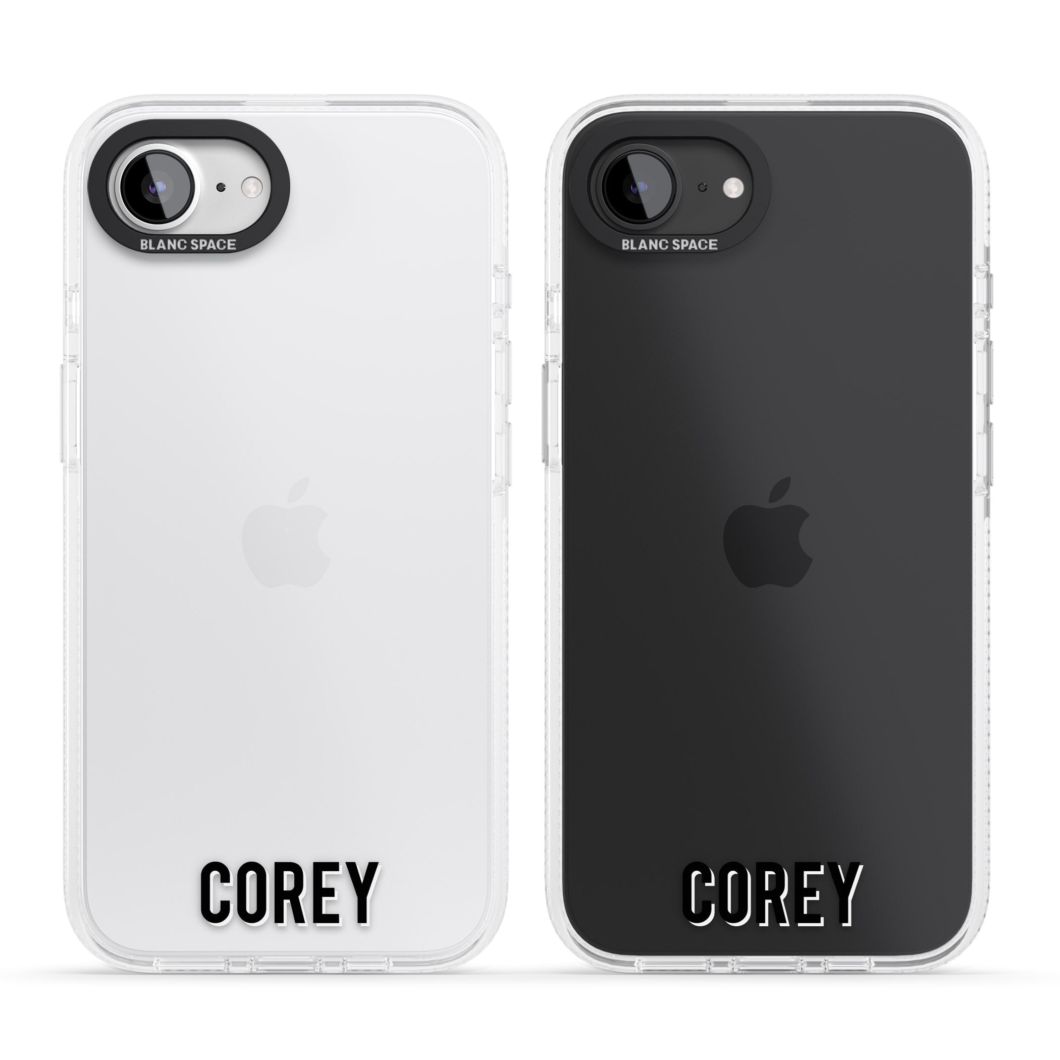 Personalised Clear Text 2A iPhone 16e Clear Case Impact Air - Blanc Space