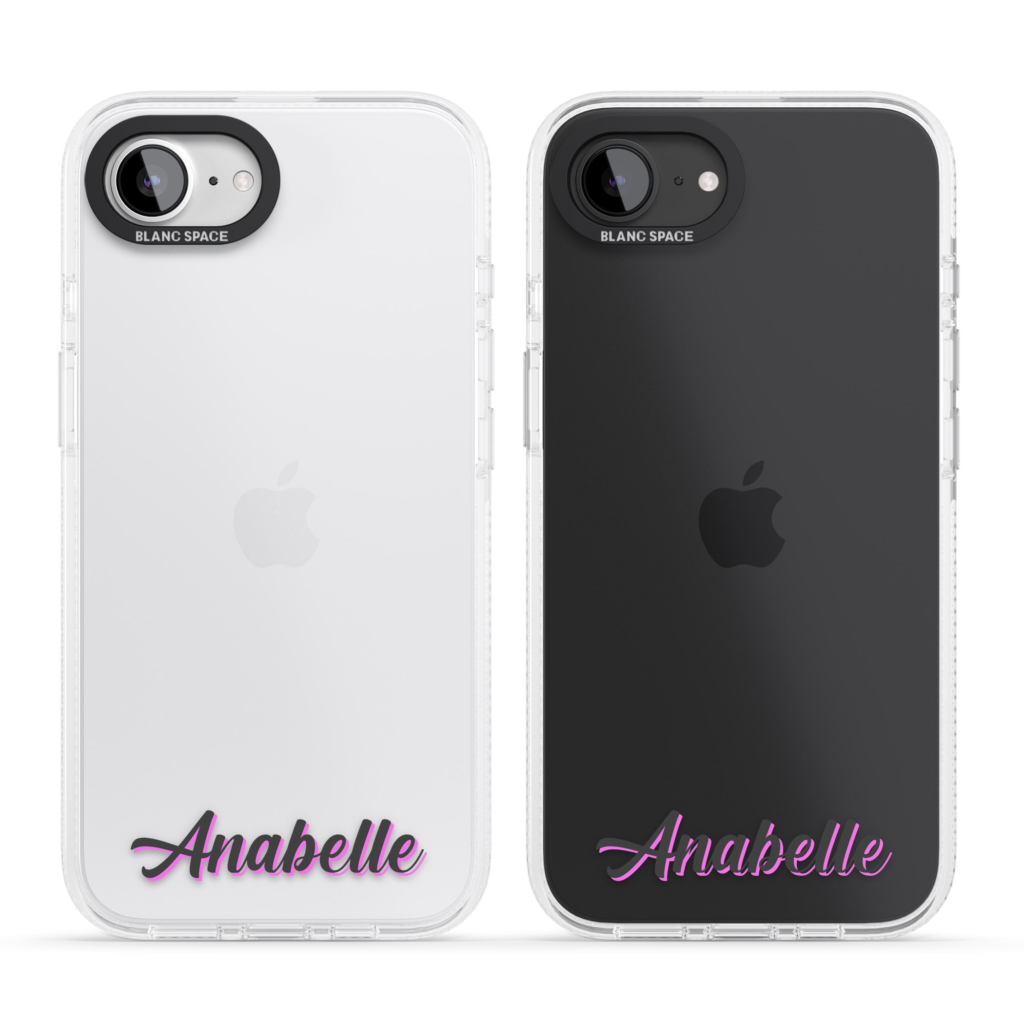 Personalised Clear Text 2B iPhone 16e Clear Case Impact Air - Blanc Space