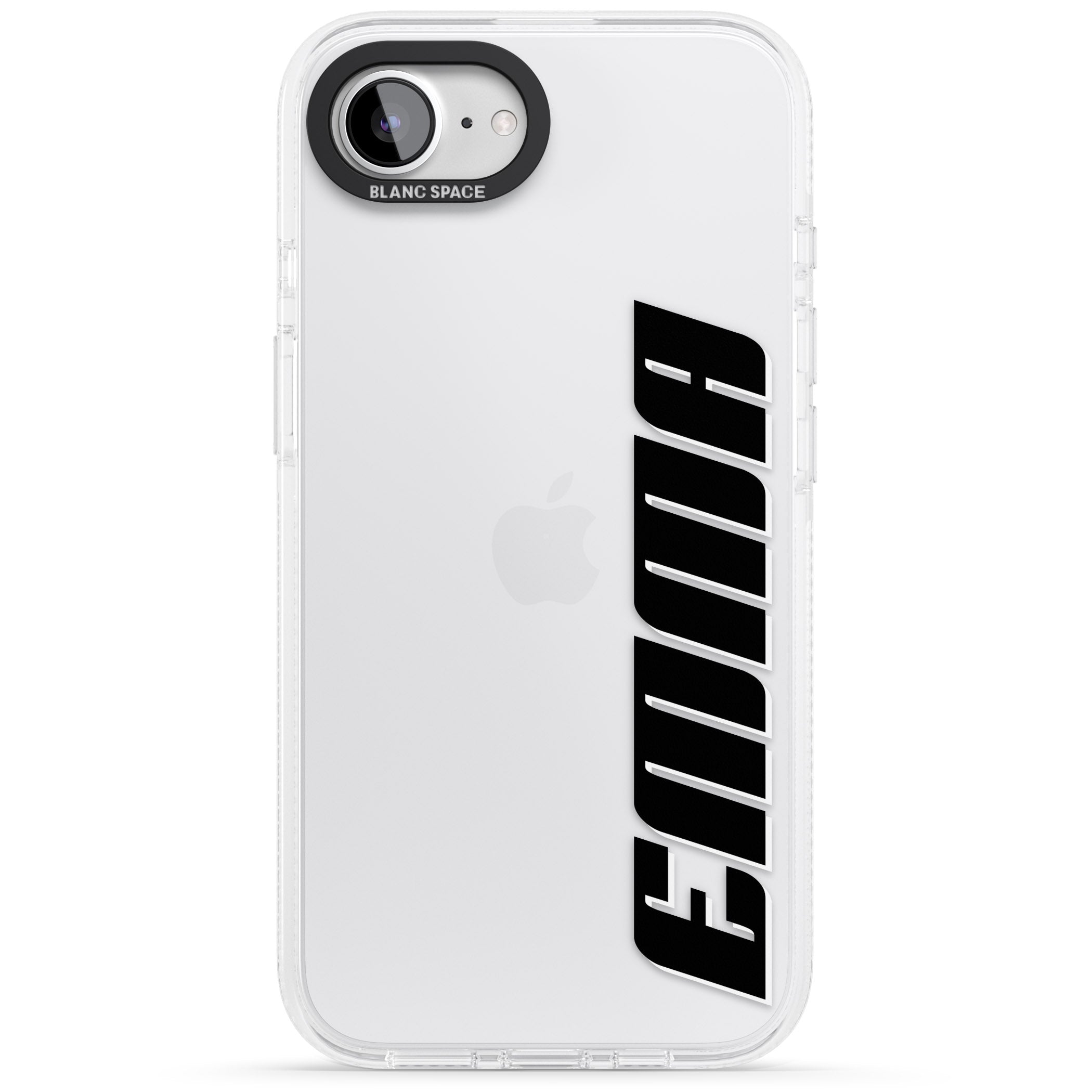 Personalised Clear Text 4A iPhone 16e Clear Case Impact Air - Blanc Space