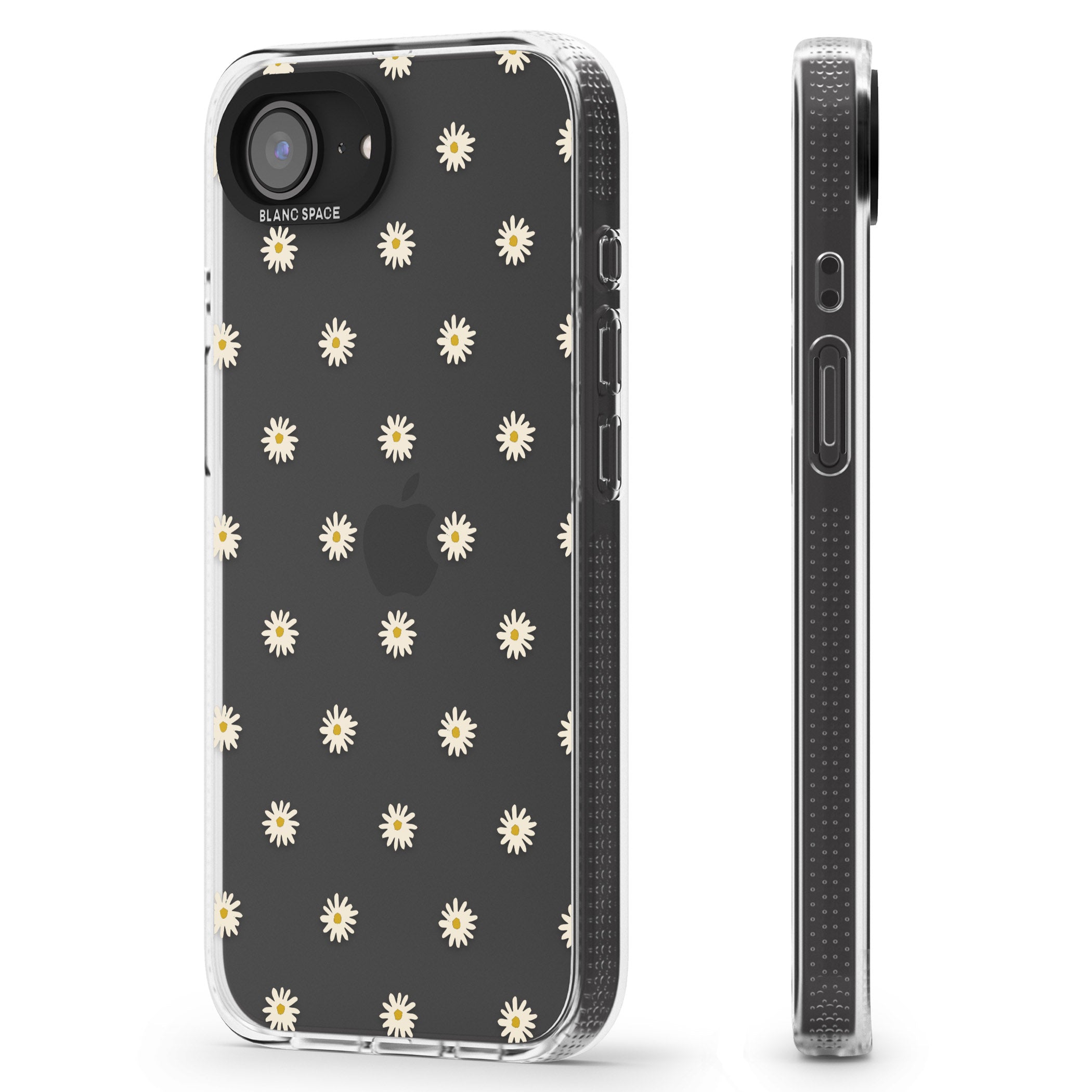 Daisy Pattern Transparent Cute Floral iPhone 16e Clear Case Impact Air - Blanc Space