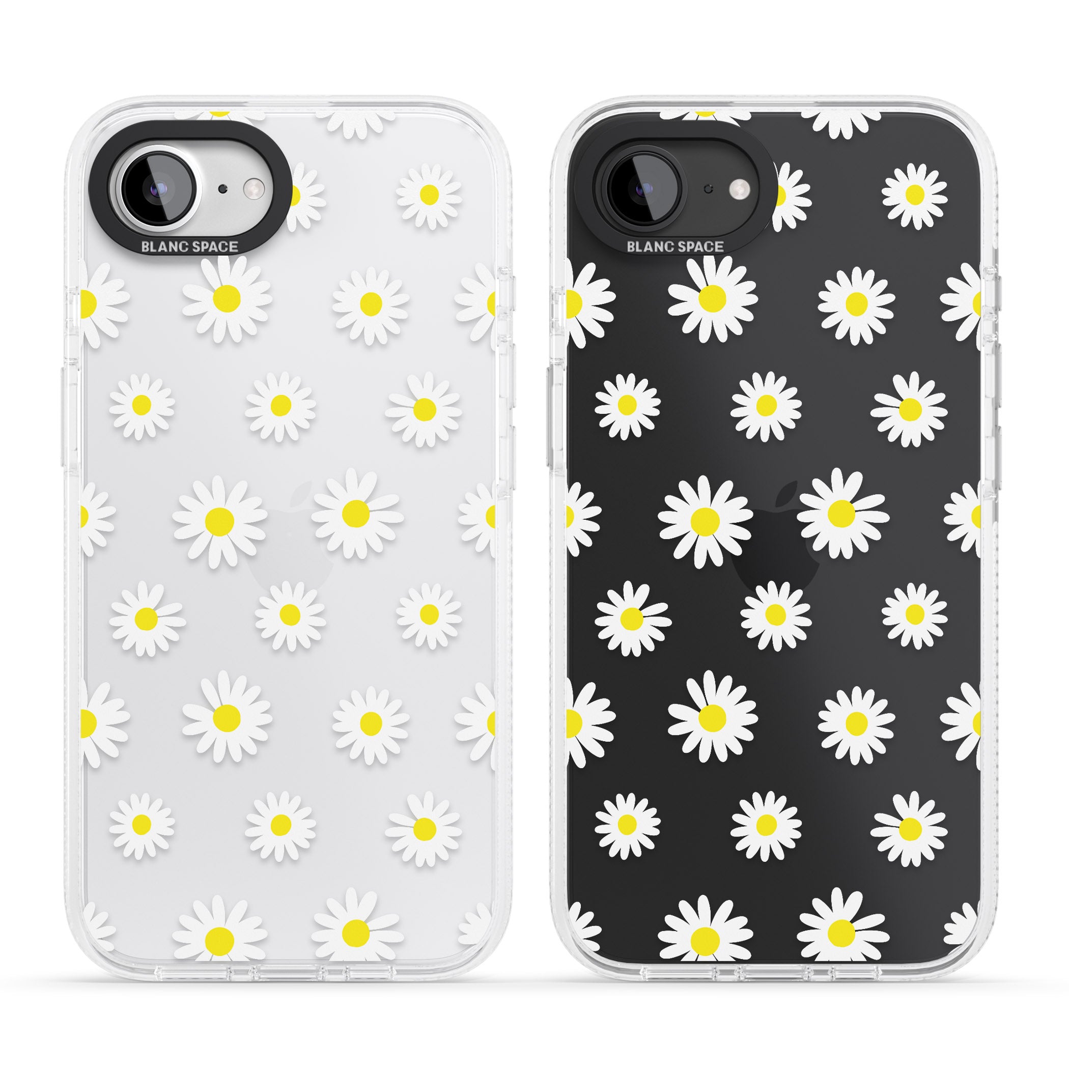 White Daisy Pattern (Clear) iPhone 16e Clear Case Impact Air - Blanc Space