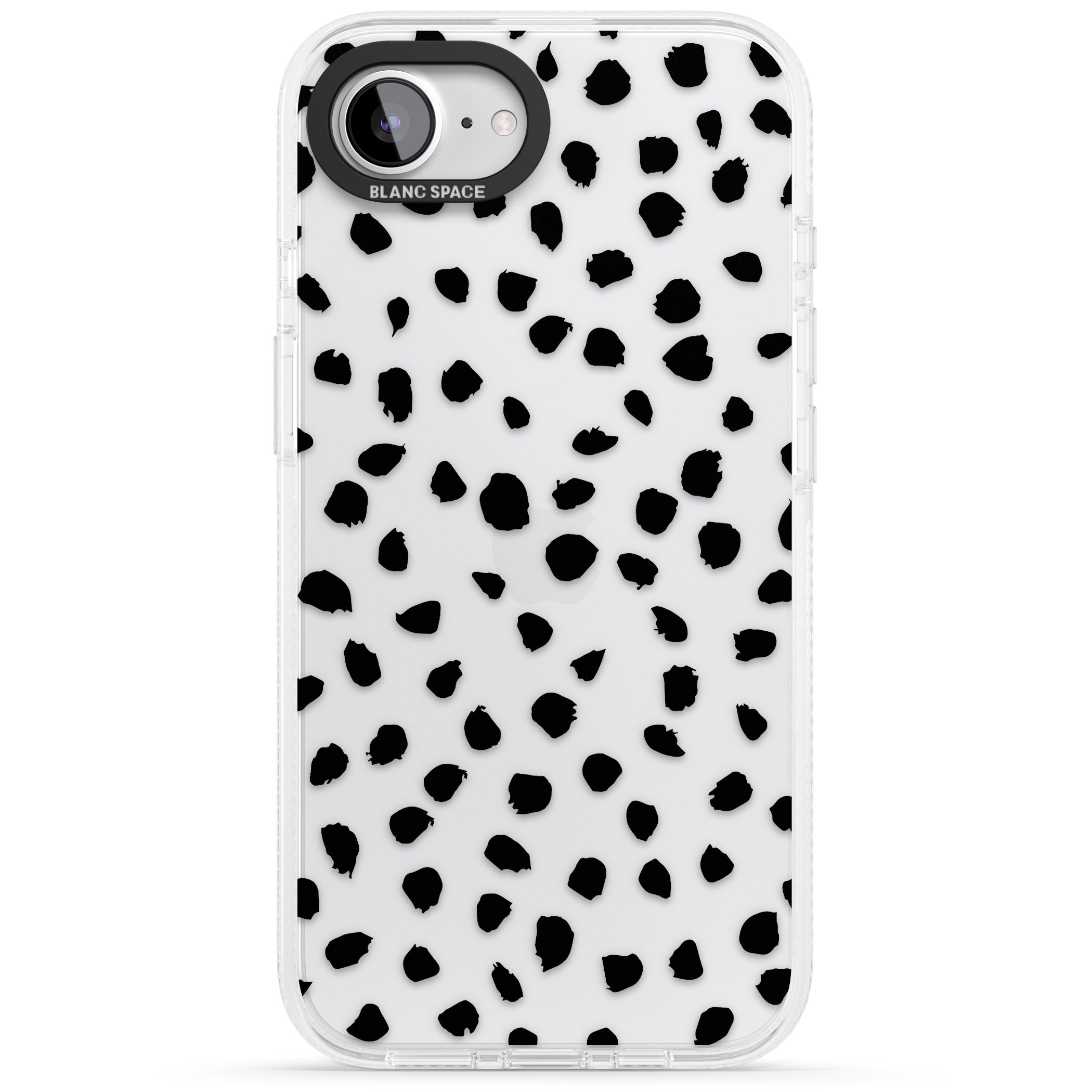 Black on Transparent Dalmatian Polka Dot Spots iPhone 16e Clear Case Impact Air - Blanc Space