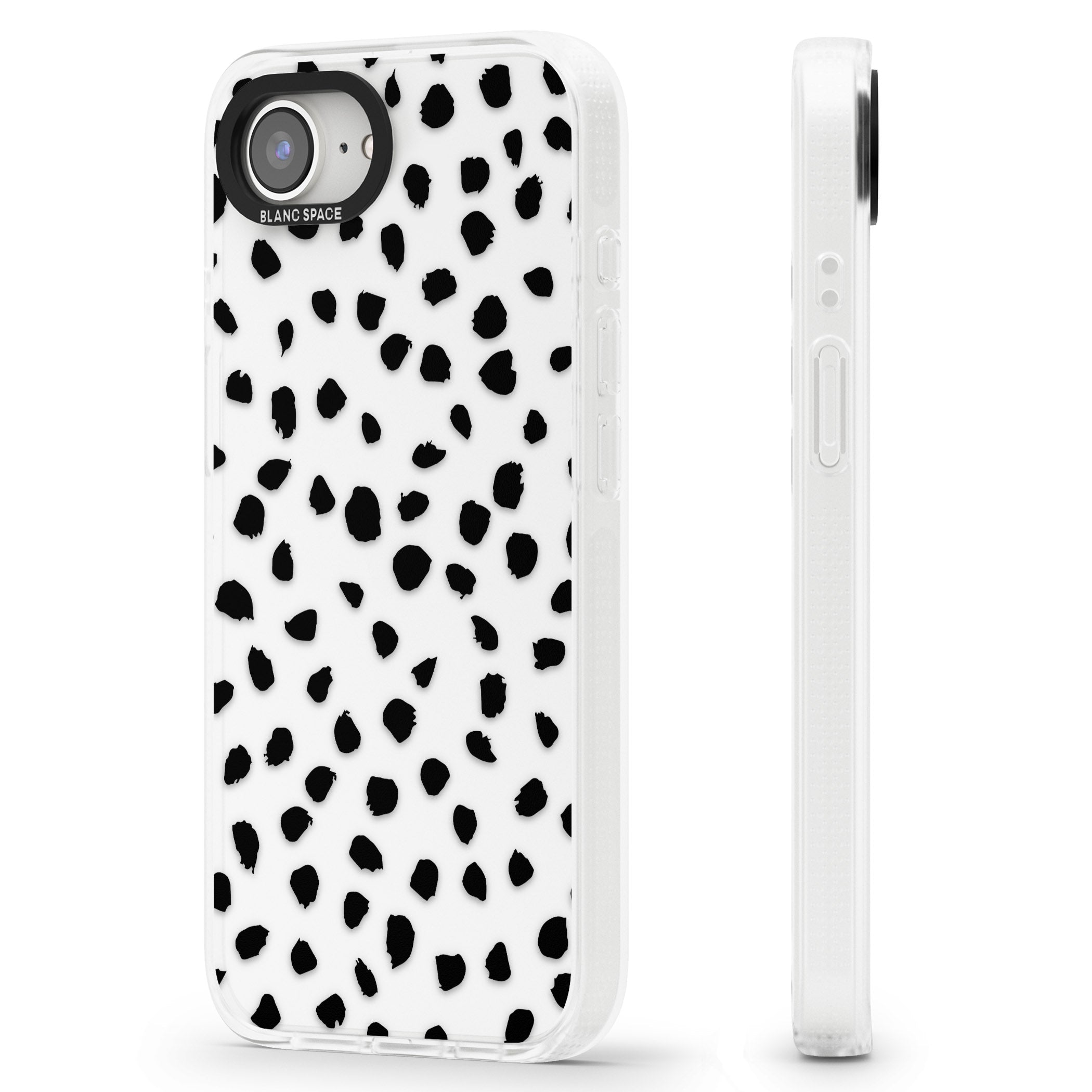 Black on Transparent Dalmatian Polka Dot Spots iPhone 16e Clear Case Impact Air - Blanc Space