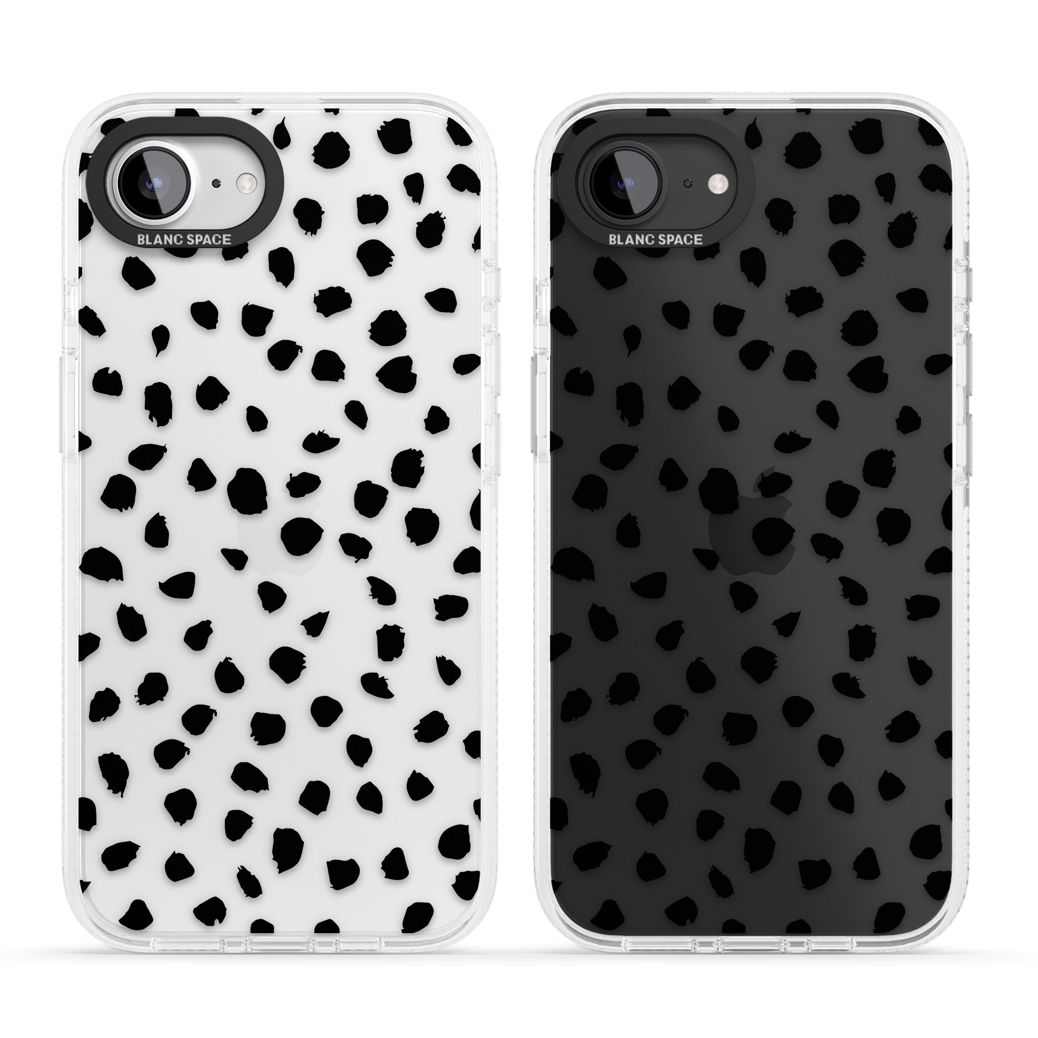 Black on Transparent Dalmatian Polka Dot Spots iPhone 16e Clear Case Impact Air - Blanc Space
