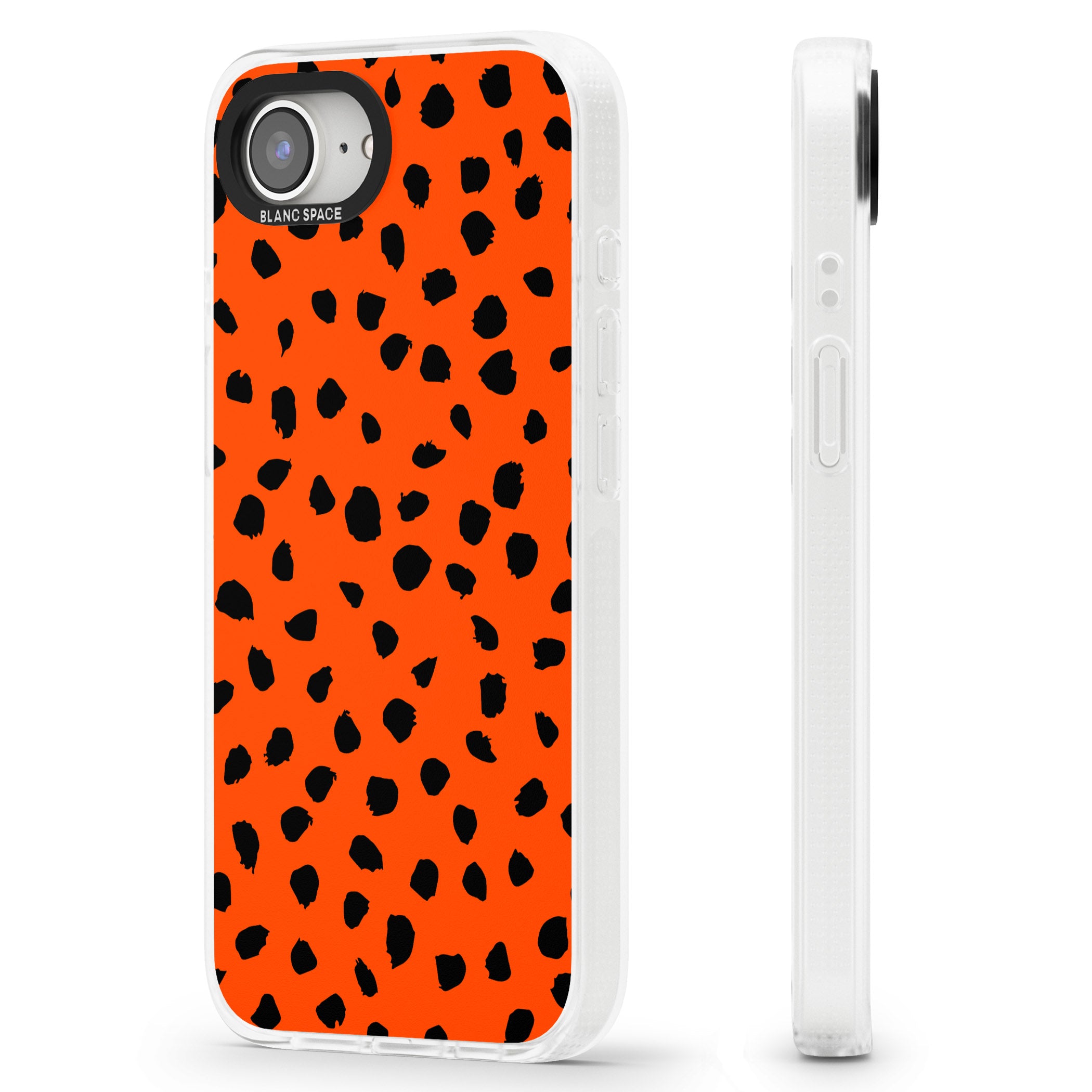 Black & Bright Red Dalmatian Polka Dot Spots iPhone 16e Clear Case Impact Air - Blanc Space