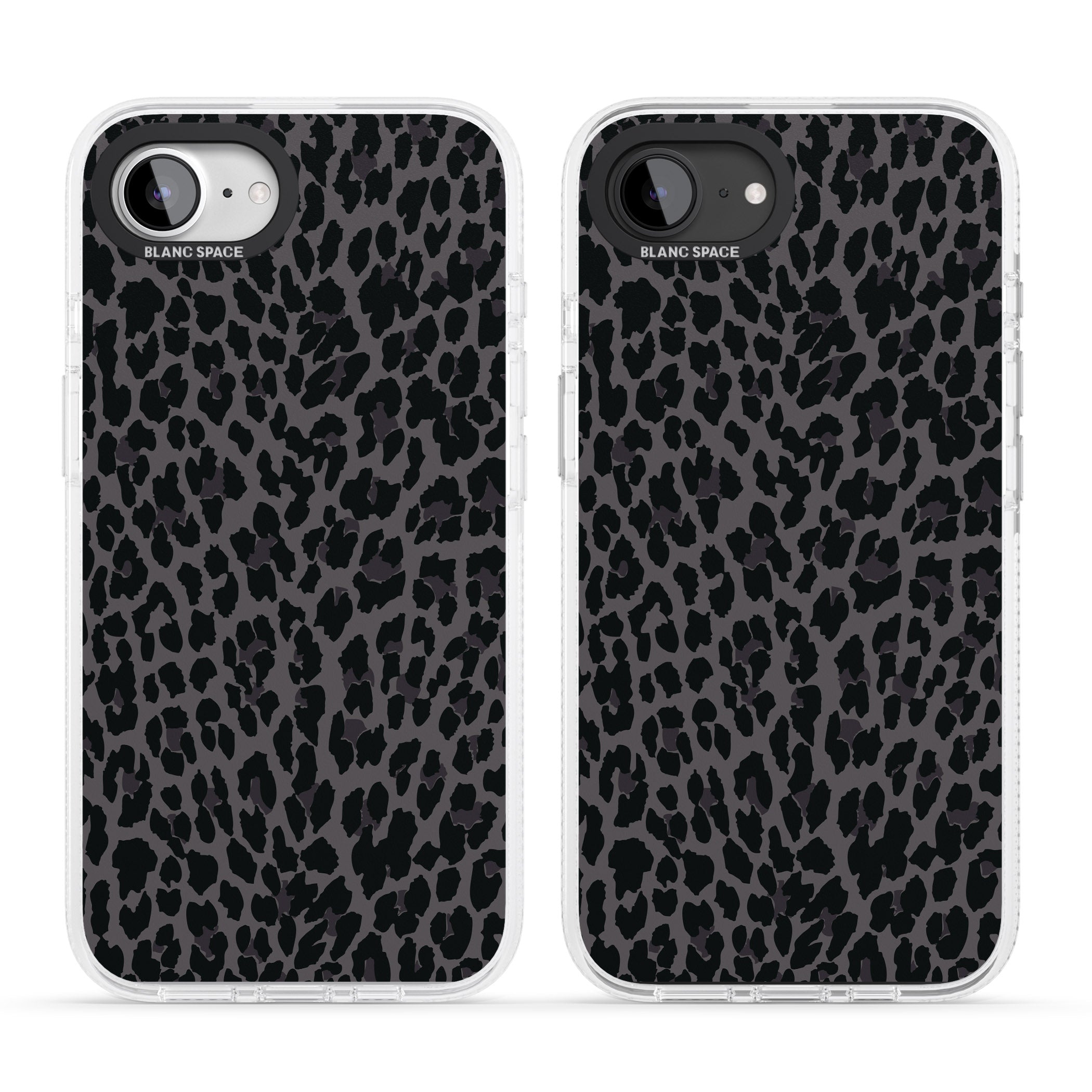 Dark Animal Print Pattern Small Leopard iPhone 16e Clear Case Impact Air - Blanc Space