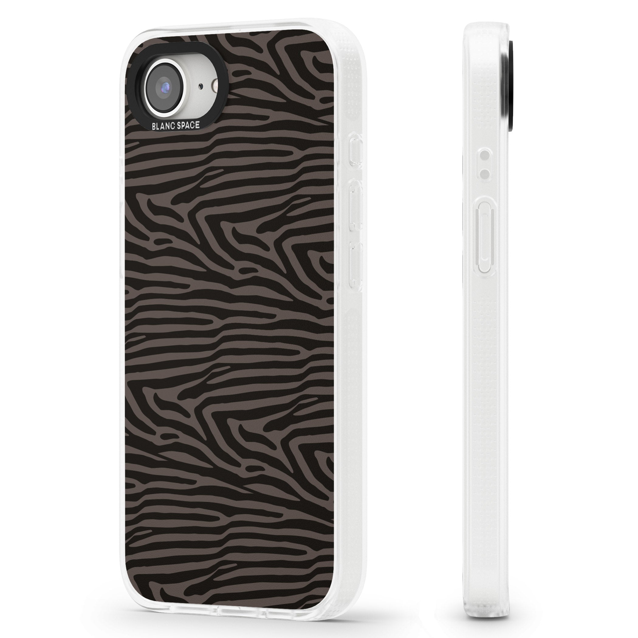 Dark Animal Print Pattern Zebra iPhone 16e Clear Case Impact Air - Blanc Space