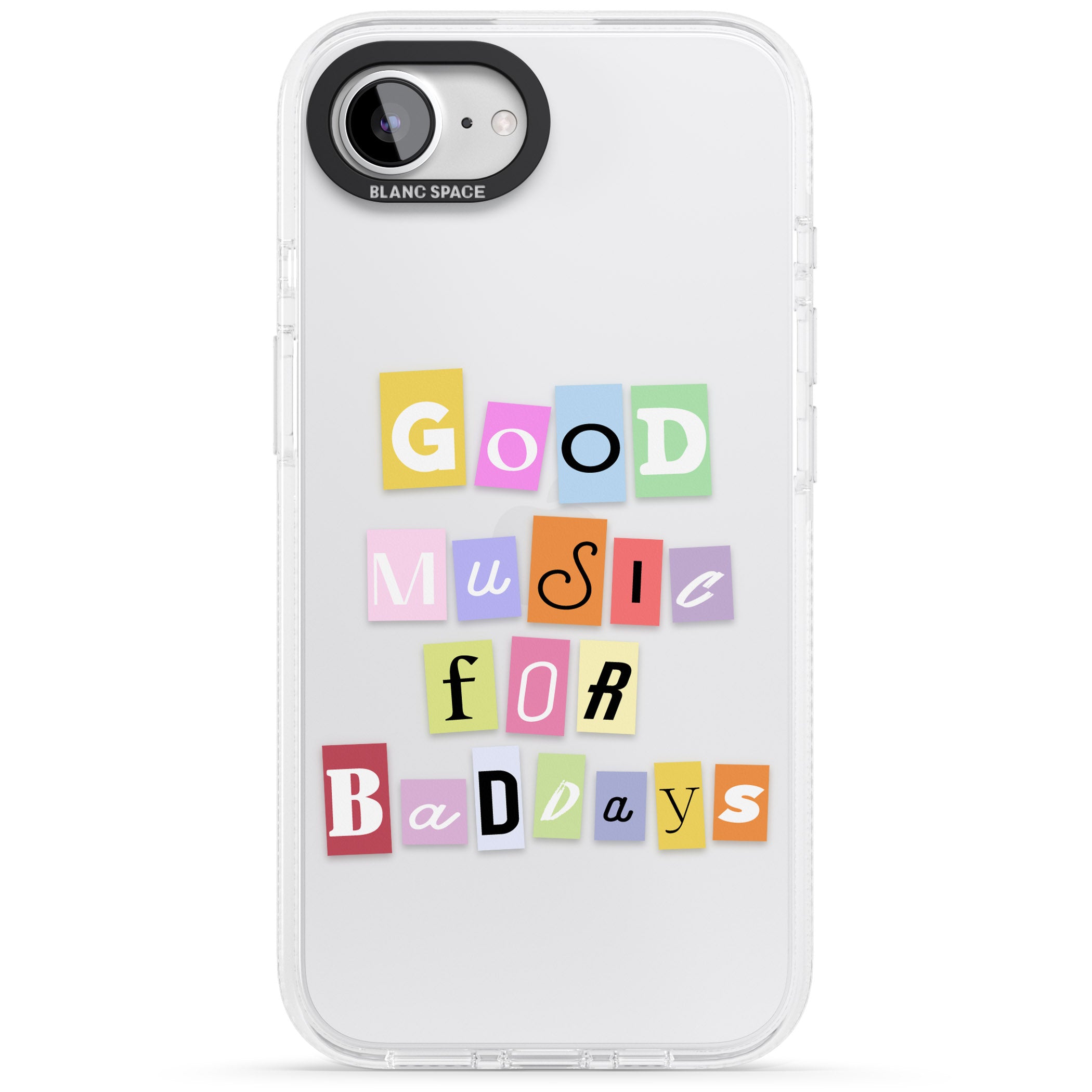 Good Music For Bad Days iPhone 16e Clear Case Impact Air - Blanc Space
