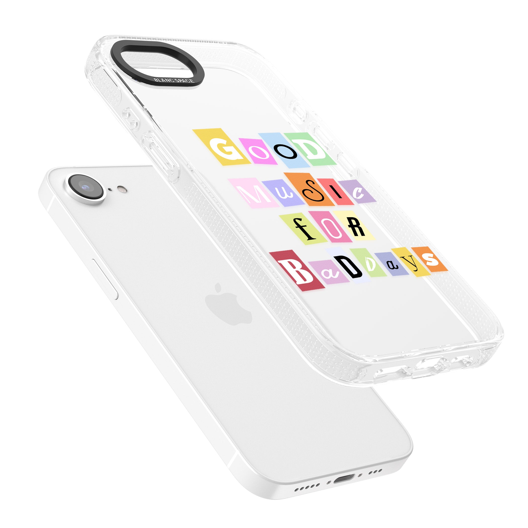 Good Music For Bad Days iPhone 16e Clear Case Impact Air - Blanc Space