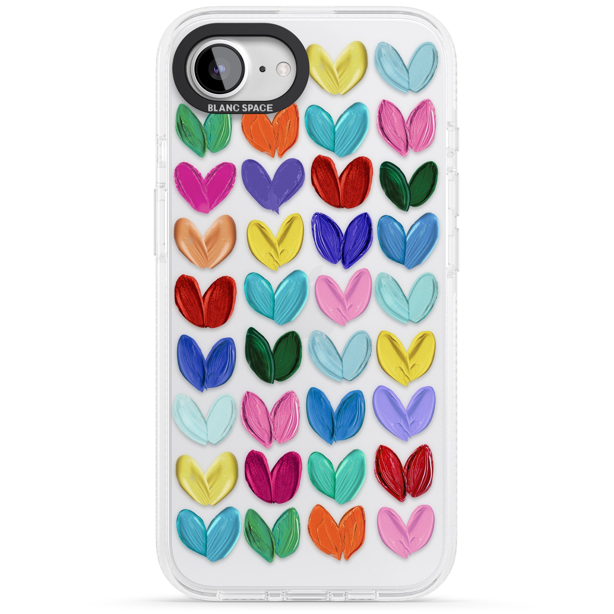 Oil Painted Hearts iPhone 16e Clear Case Impact Air - Blanc Space