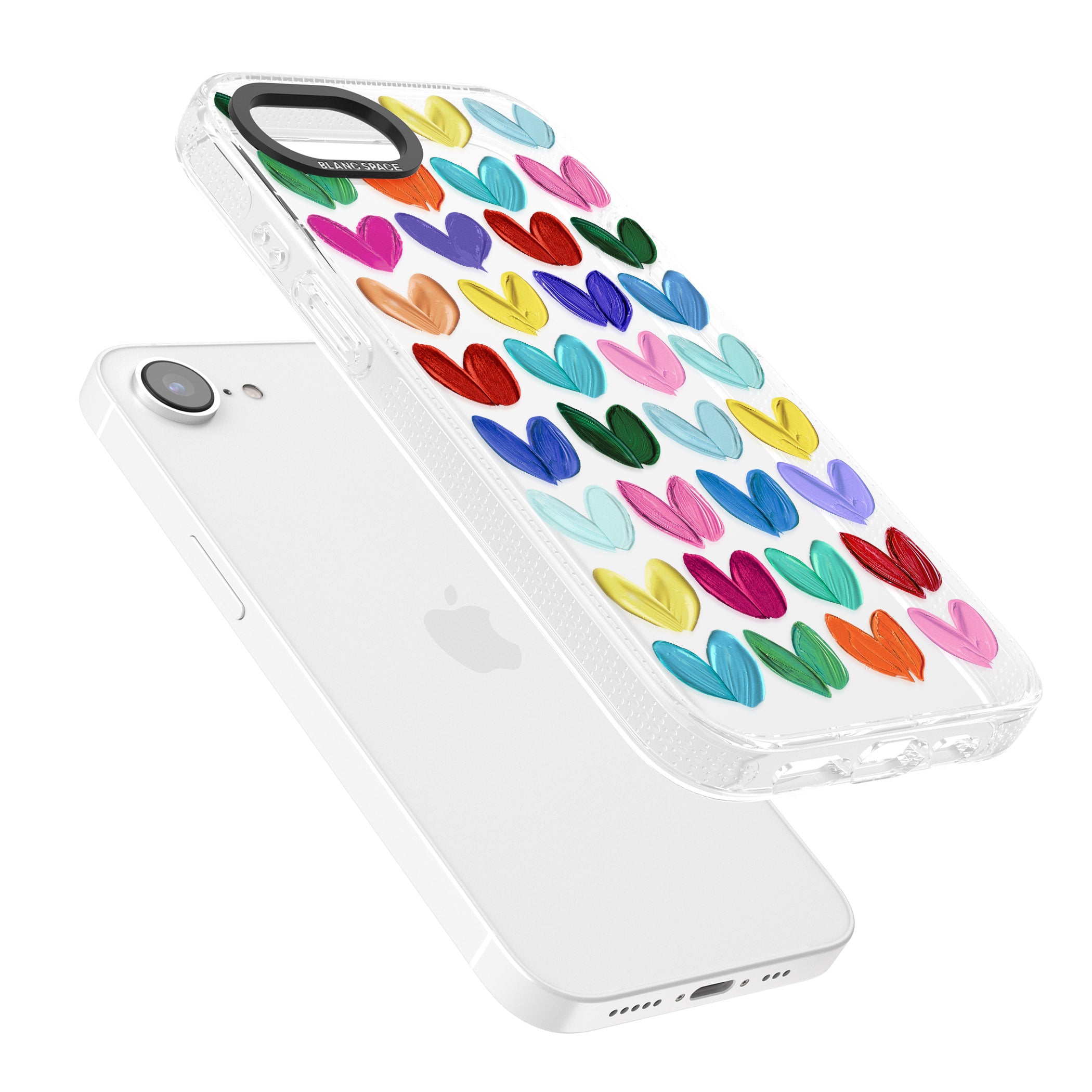 Oil Painted Hearts iPhone 16e Clear Case Impact Air - Blanc Space