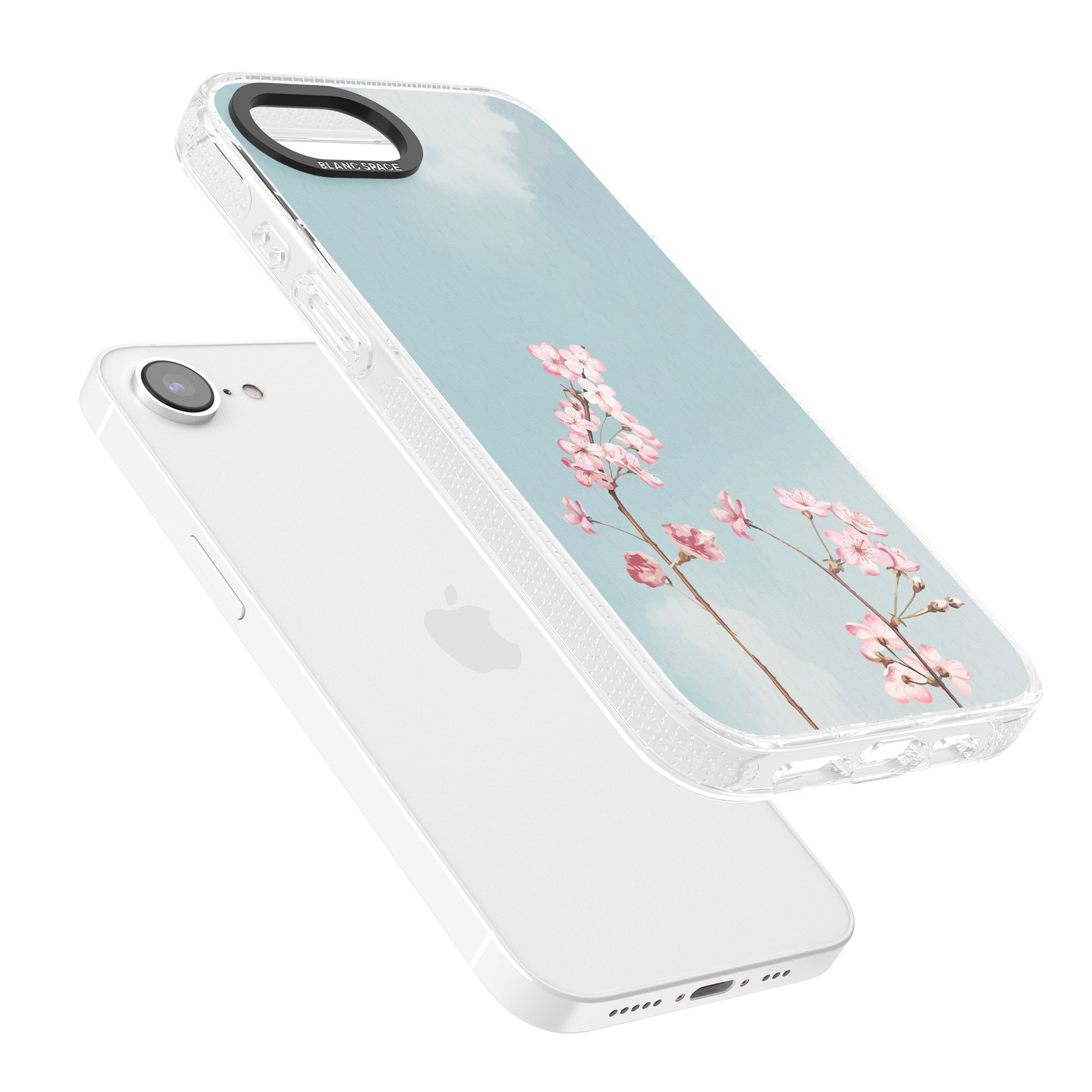 Blossom Flower Sky iPhone 16e Clear Case Impact Air - Blanc Space