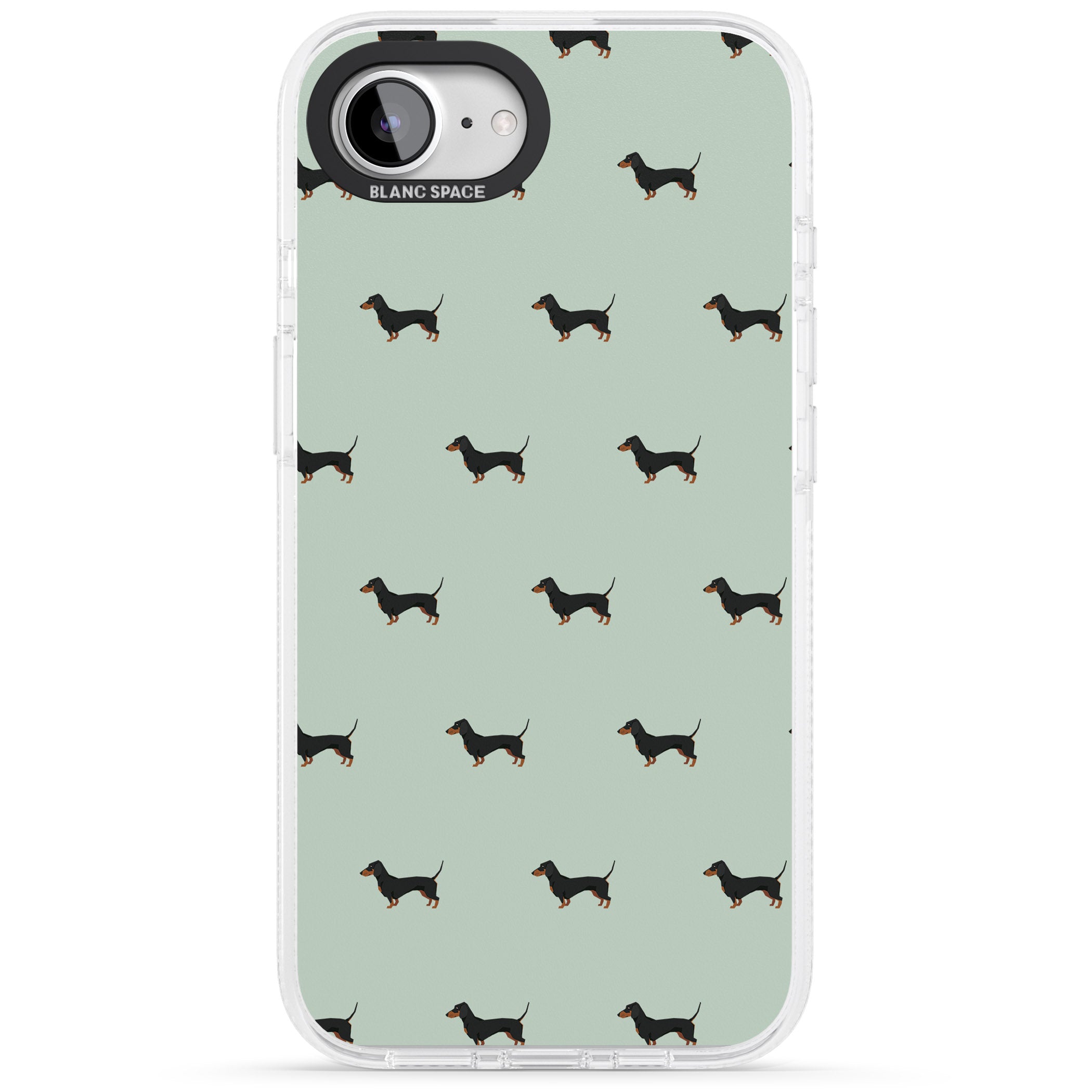 Dachshund Dog Pattern iPhone 16e Clear Case Impact Air - Blanc Space