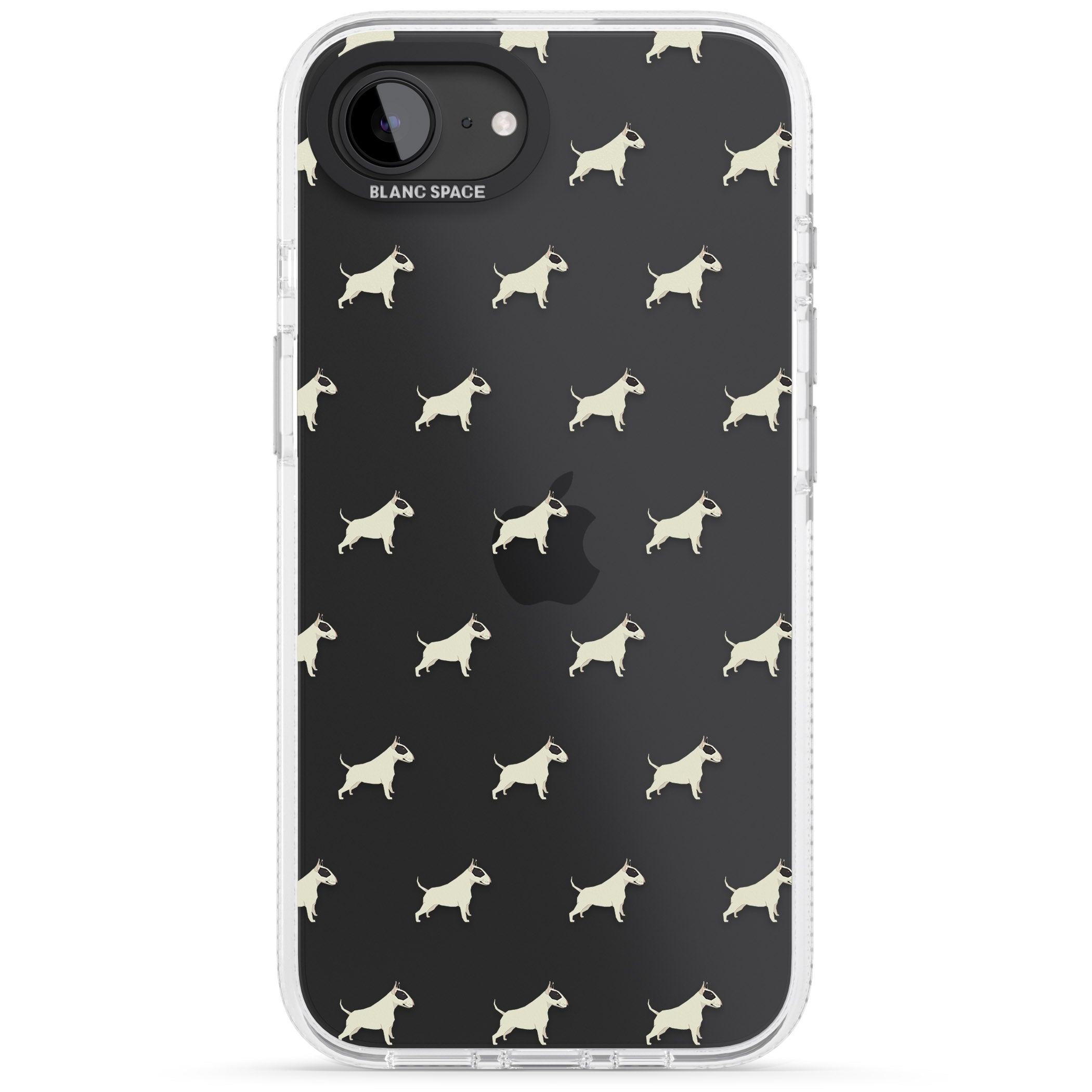 Bull Terrier Dog Pattern Clear iPhone 16e Clear Case Impact Air - Blanc Space
