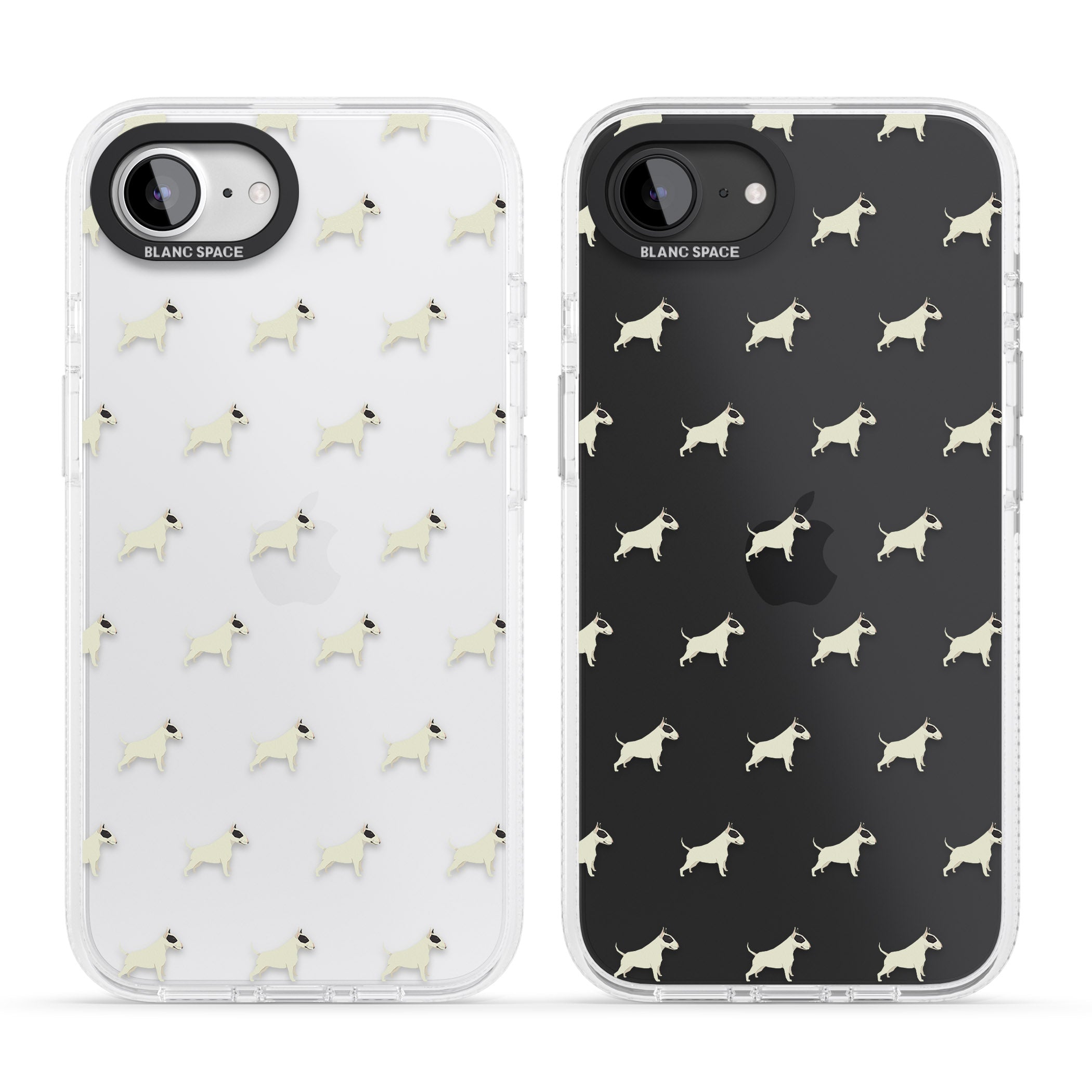 Bull Terrier Dog Pattern Clear iPhone 16e Clear Case Impact Air - Blanc Space
